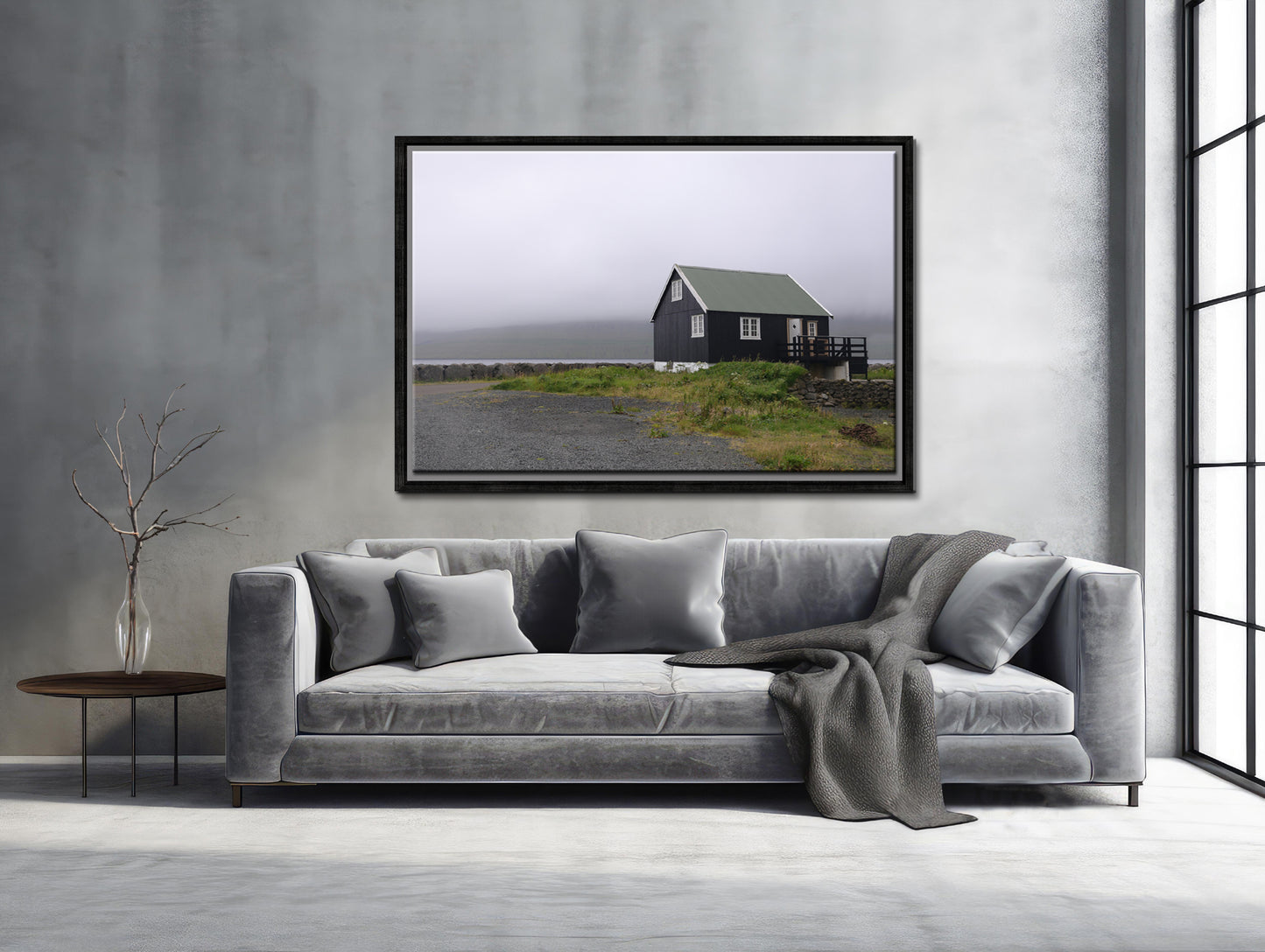 A beautiful lone home on the coast of the Faroe Islands. Framed Fine Art Photography by Kristen Olivares.