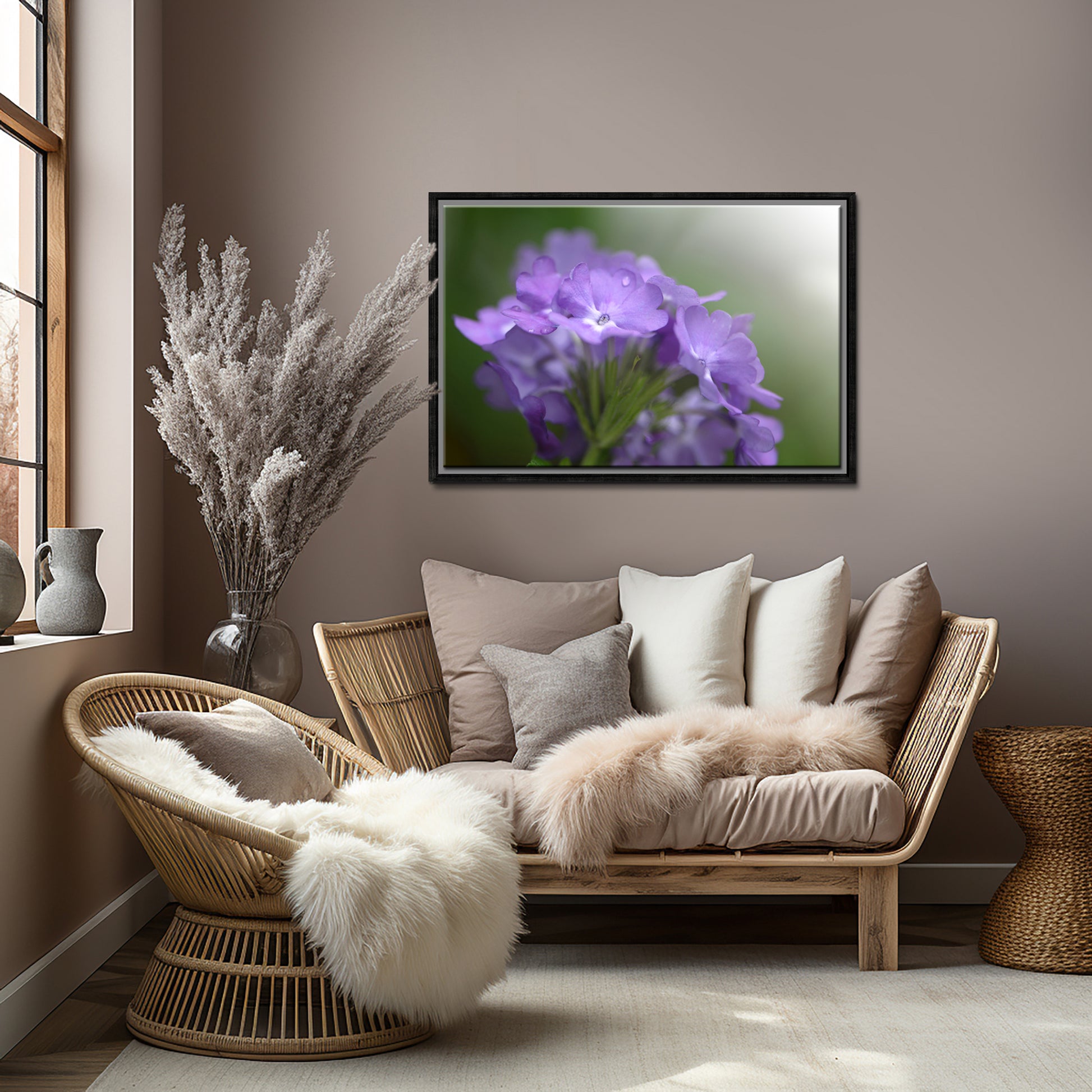 Deep Purple Phlox flower. Stunning macro fine art photography. Framed canvas wall art by Kristen Olivares.