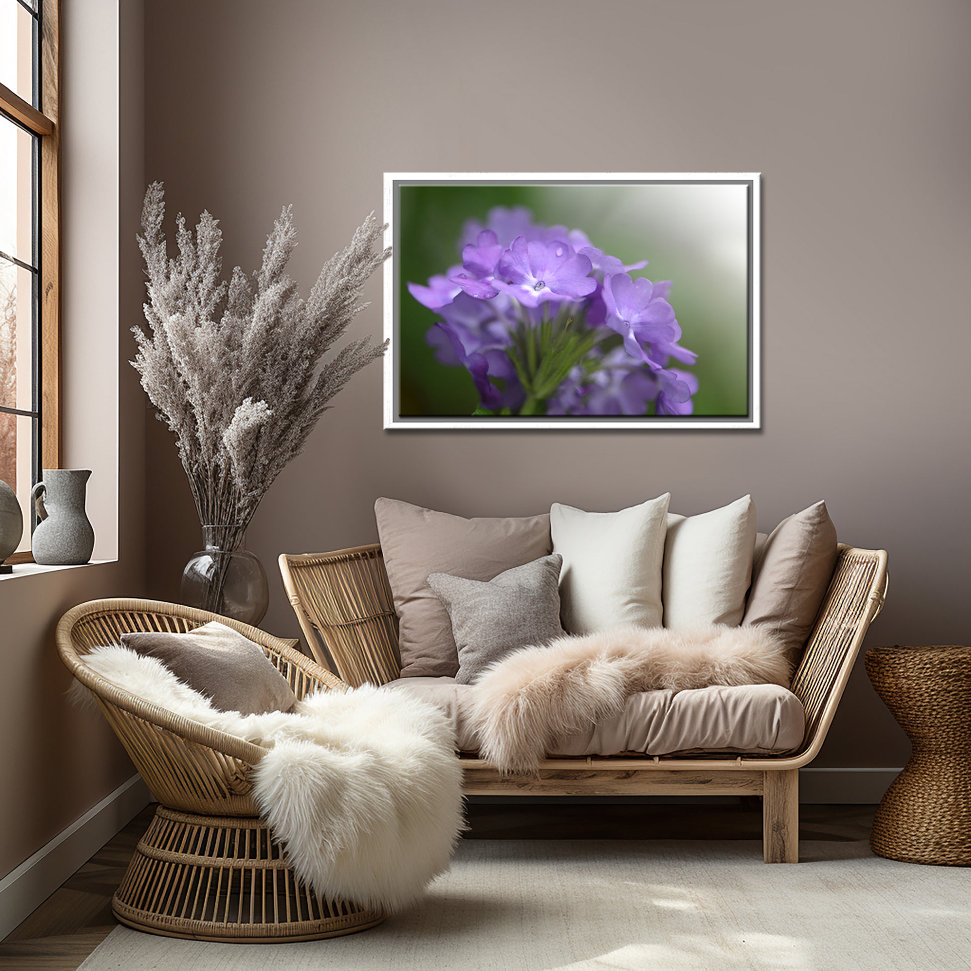 Deep Purple Phlox flower. Stunning macro fine art photography. Framed canvas wall art by Kristen Olivares.