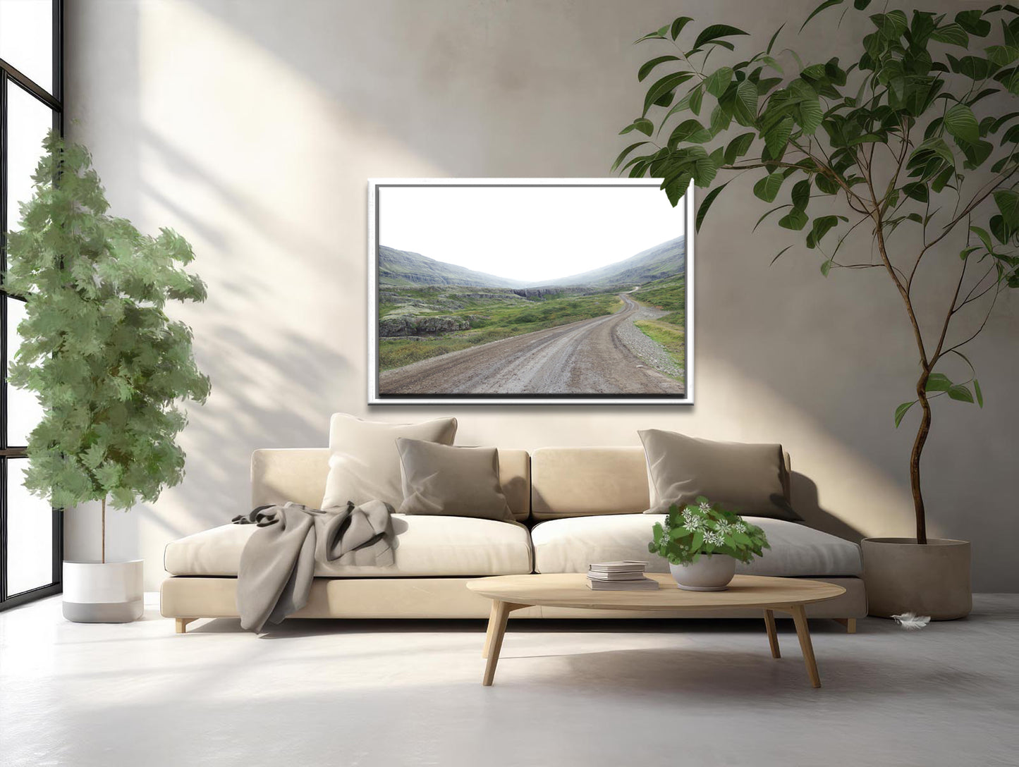 An image of a desolate road in Iceland. Framed fine art photography, canvas wall art by Kristen Olivares.