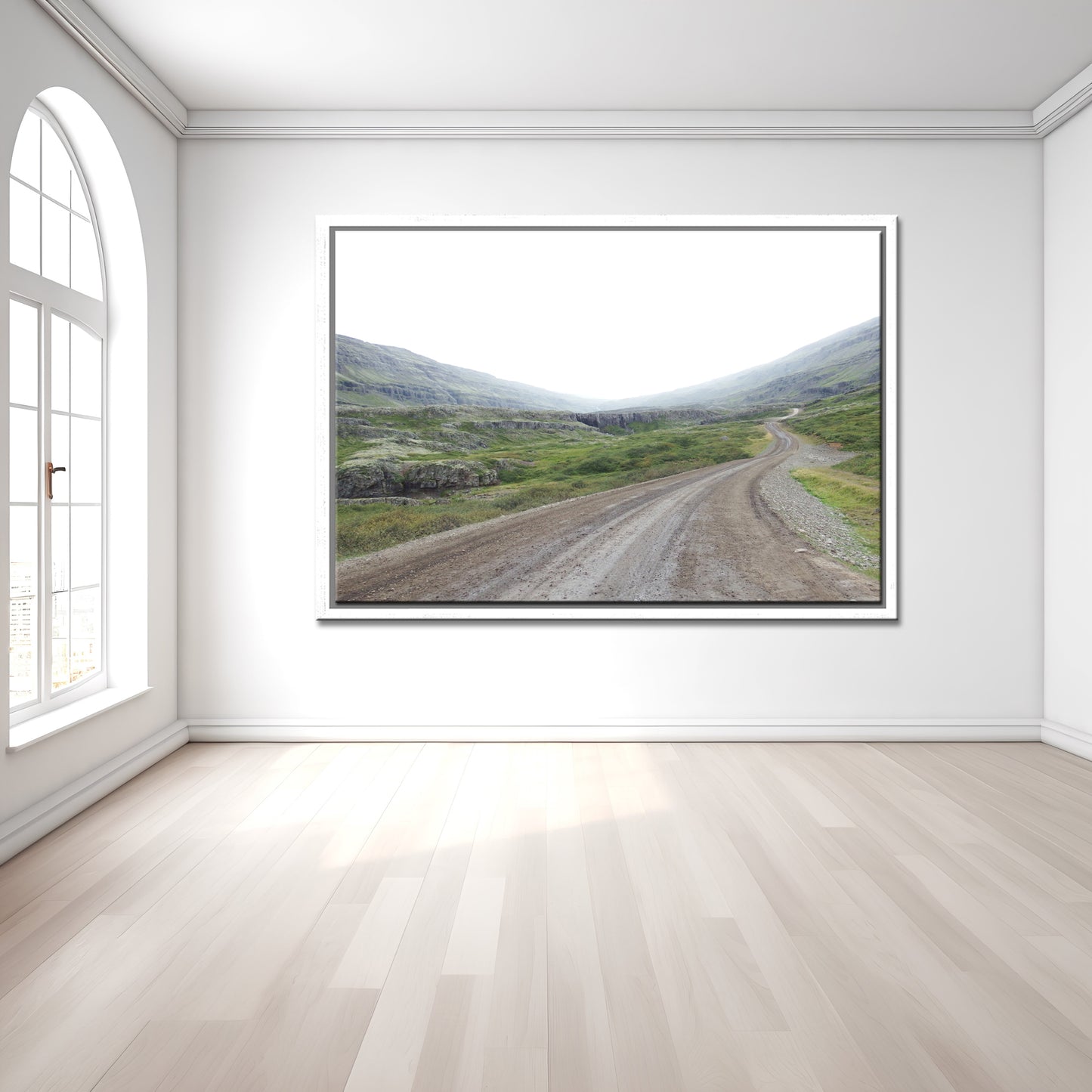 An image of a desolate road in Iceland. Framed fine art photography, canvas wall art by Kristen Olivares.