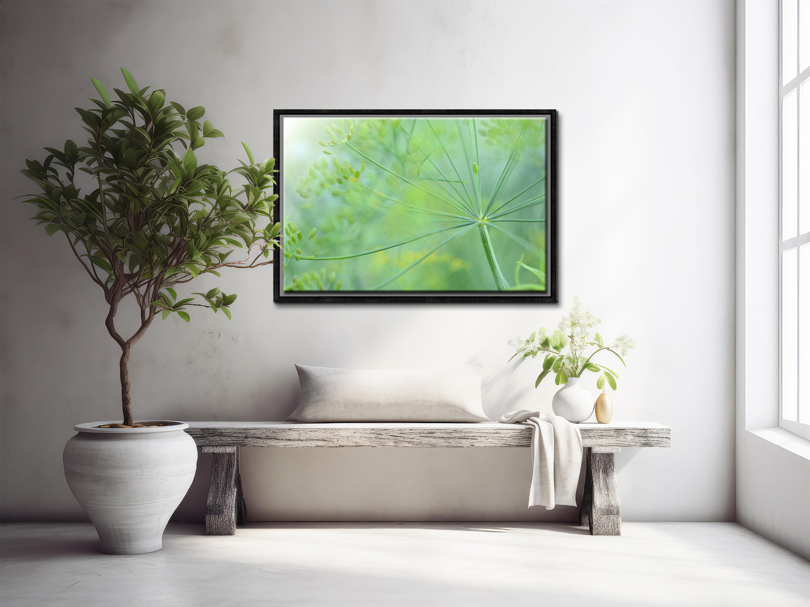Beautiful macro of Dill flower stems. Framed canvas wall art. Fine Art Photography by Kristen Olivares