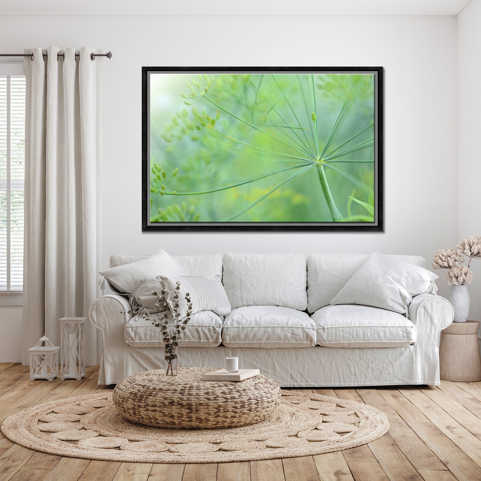 Beautiful macro of Dill flower stems. Framed canvas wall art. Fine Art Photography by Kristen Olivares
