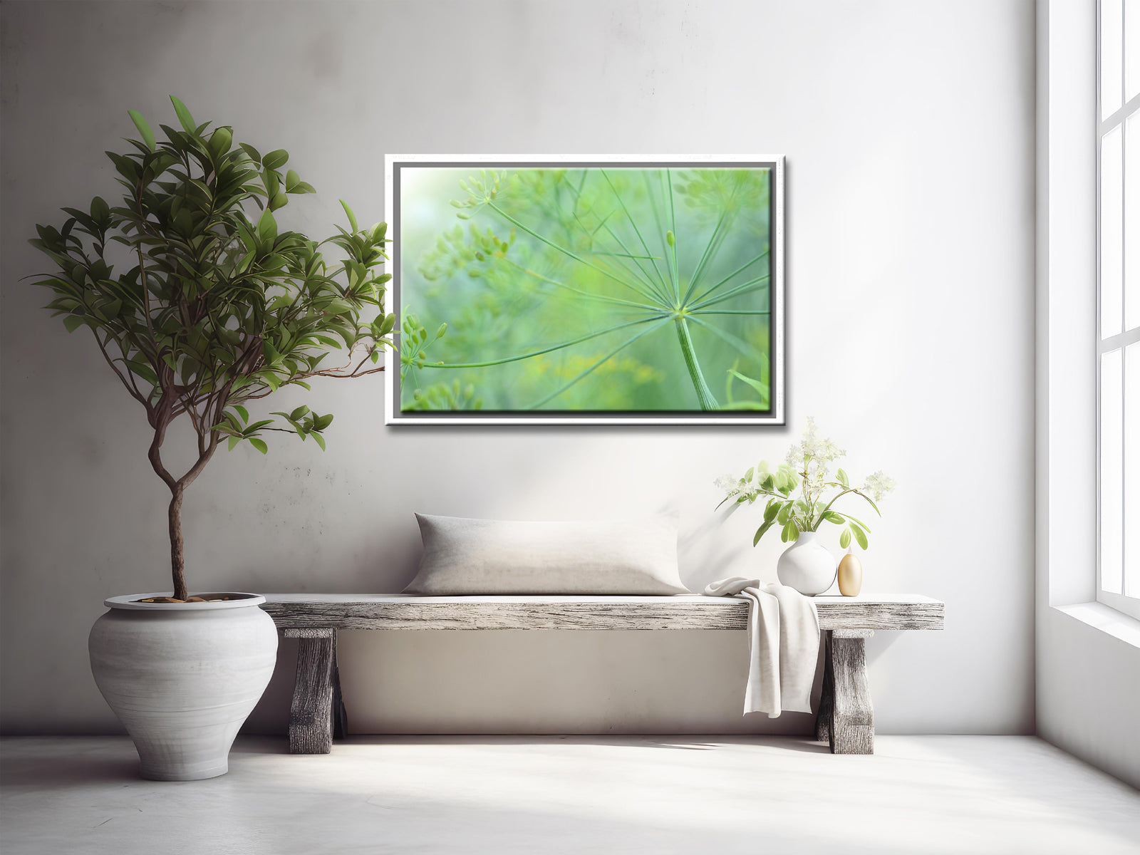 Beautiful macro of Dill flower stems. Framed canvas wall art. Fine Art Photography by Kristen Olivares