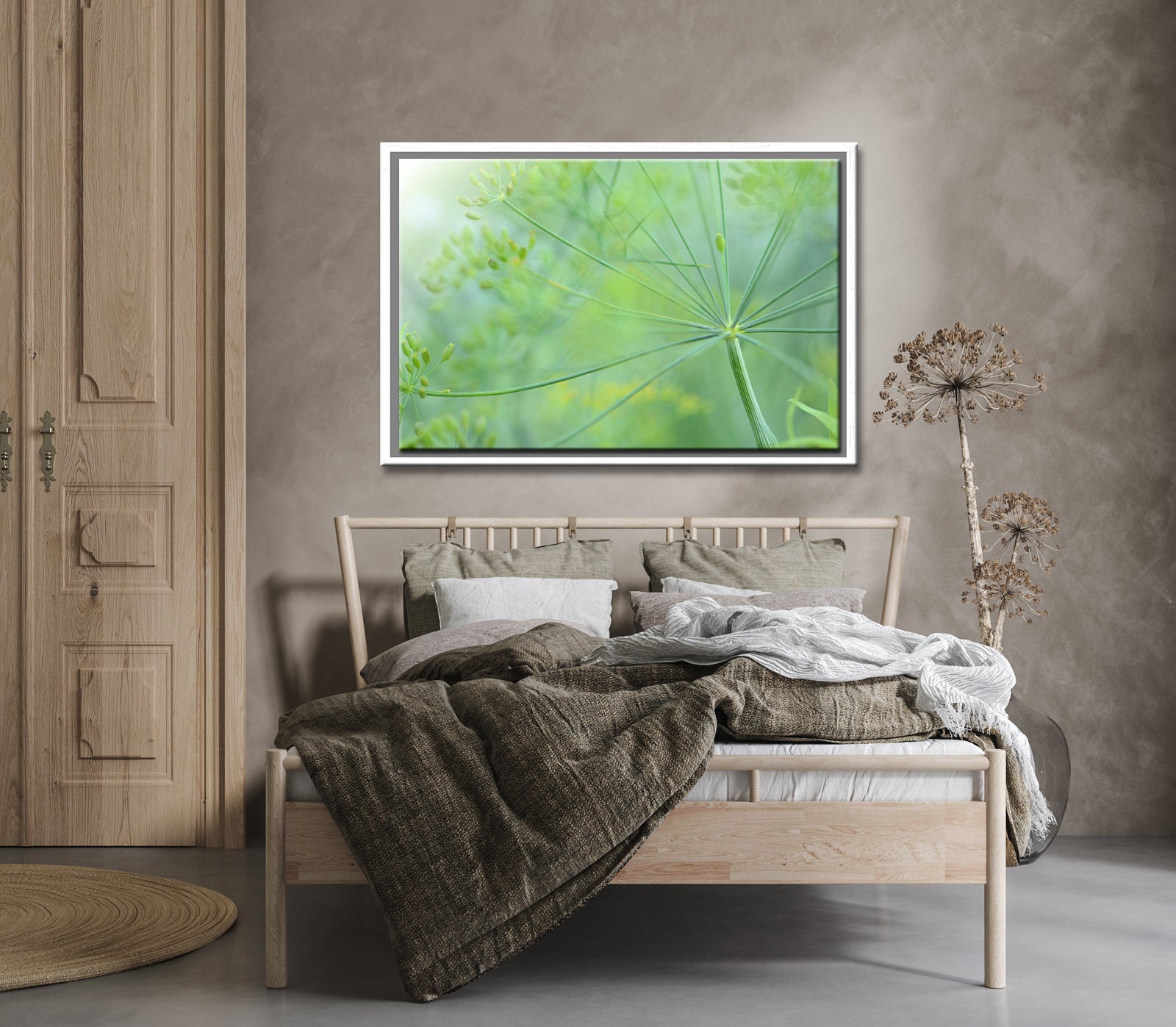 Beautiful macro of Dill flower stems. Framed canvas wall art. Fine Art Photography by Kristen Olivares