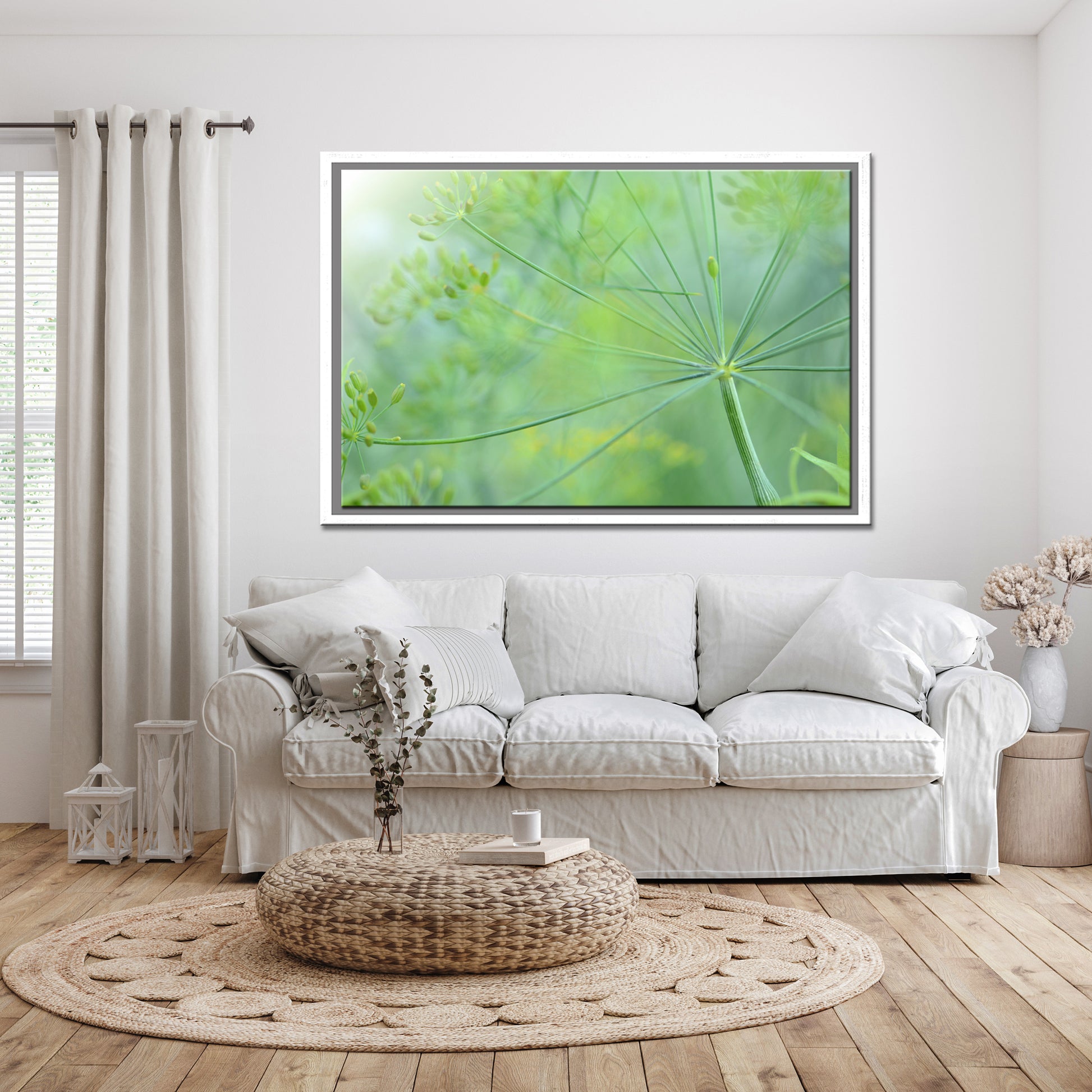 Beautiful macro of Dill flower stems. Framed canvas wall art. Fine Art Photography by Kristen Olivares
