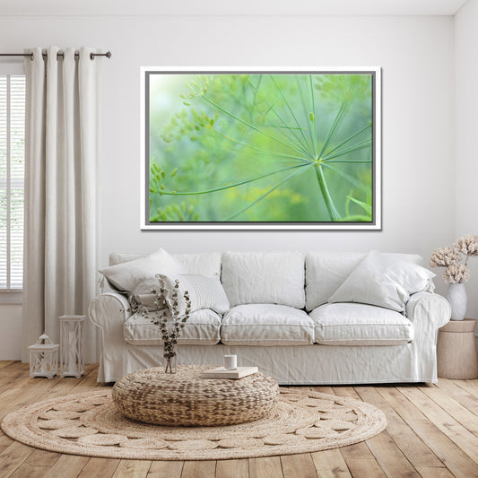 Beautiful macro of Dill flower stems. Framed canvas wall art. Fine Art Photography by Kristen Olivares