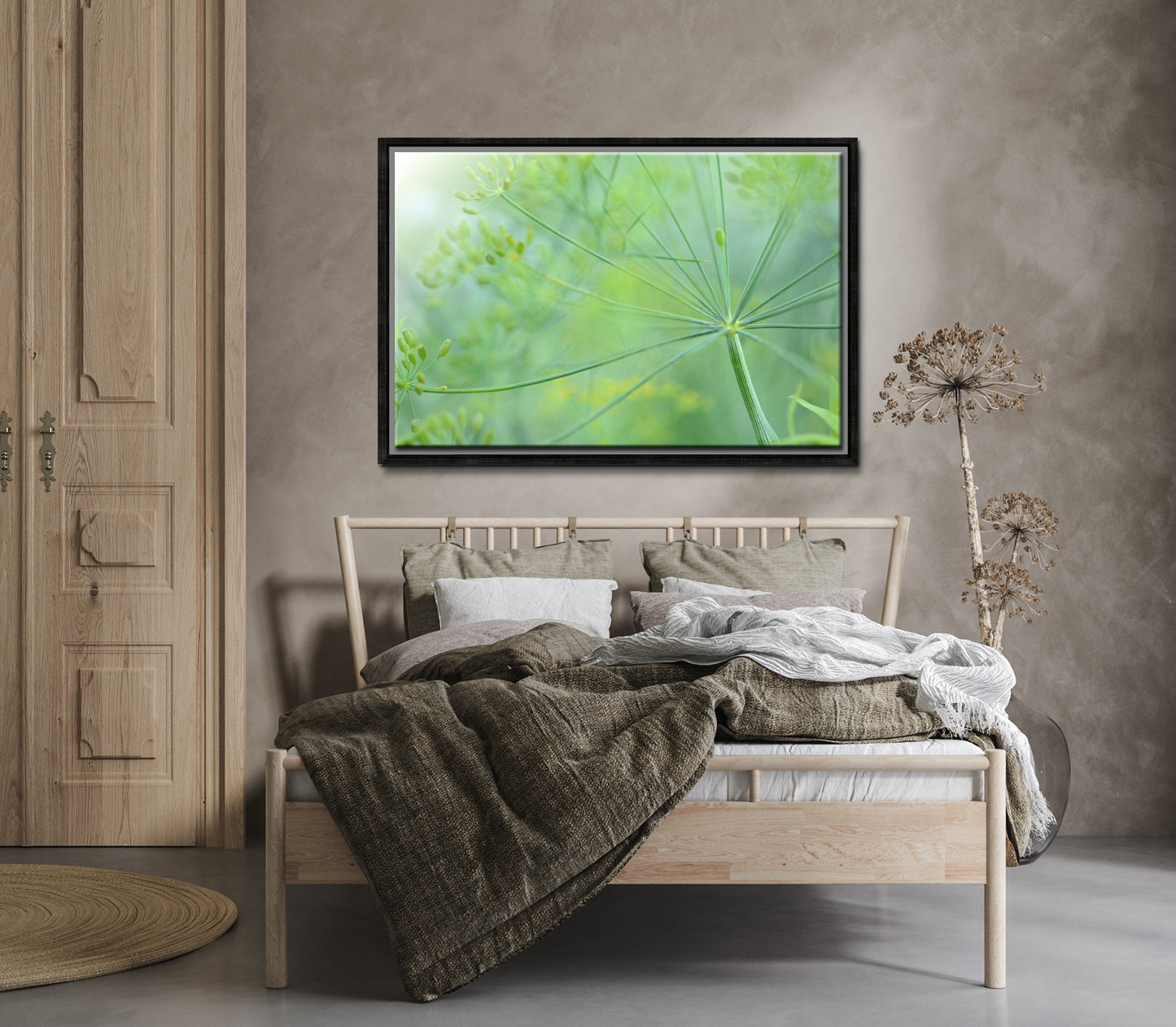 Beautiful macro of Dill flower stems. Framed canvas wall art. Fine Art Photography by Kristen Olivares