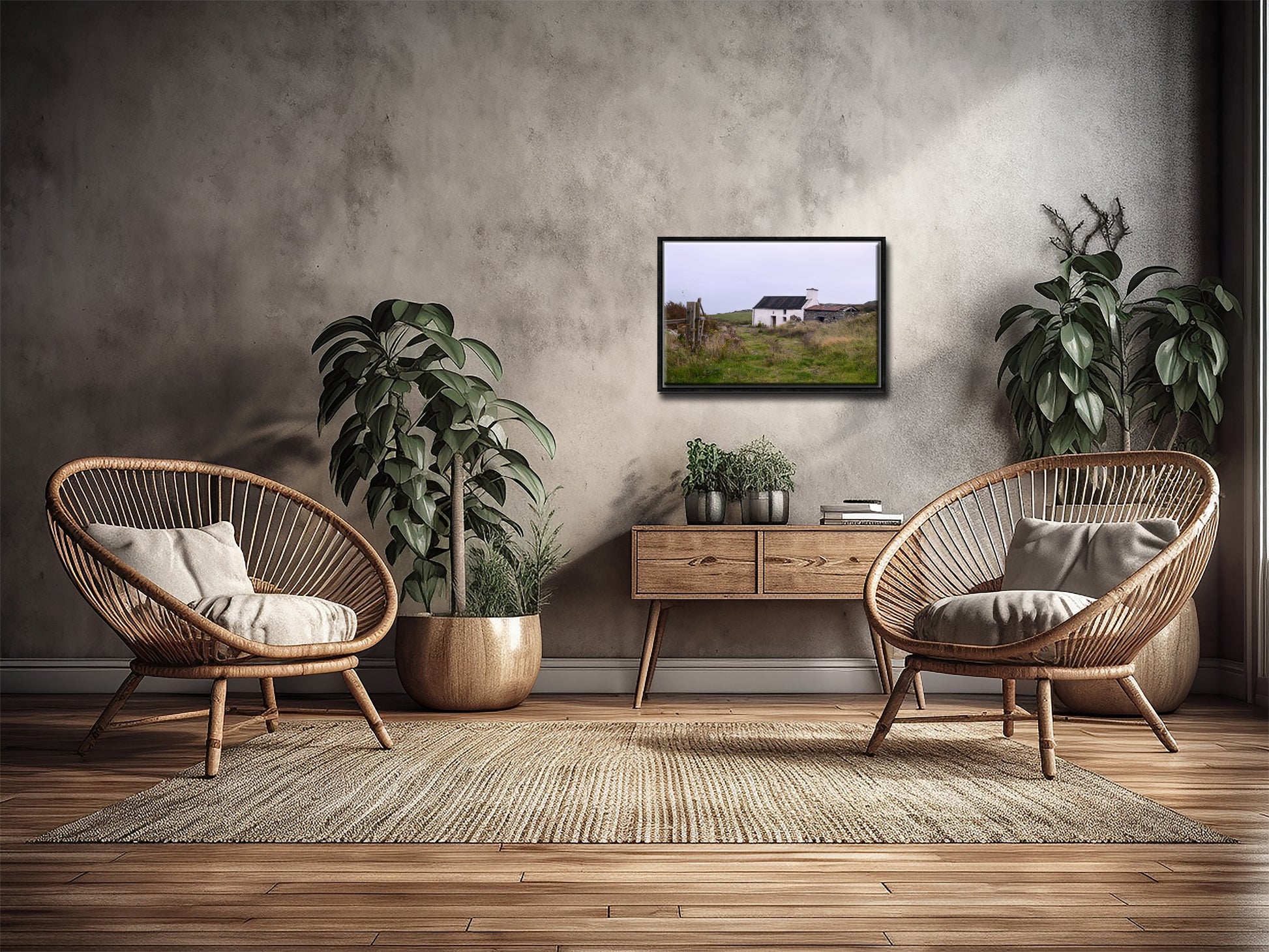 Old, stone, farmhouse in the Irish Countryside. Framed canvas print by Kristen Olivares