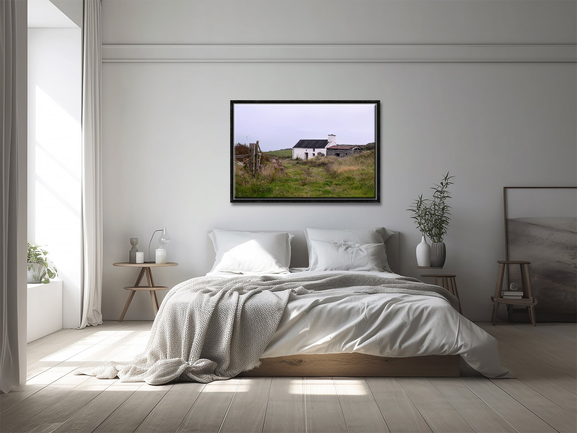 Old, stone, farmhouse in the Irish Countryside. Framed canvas print by Kristen Olivares