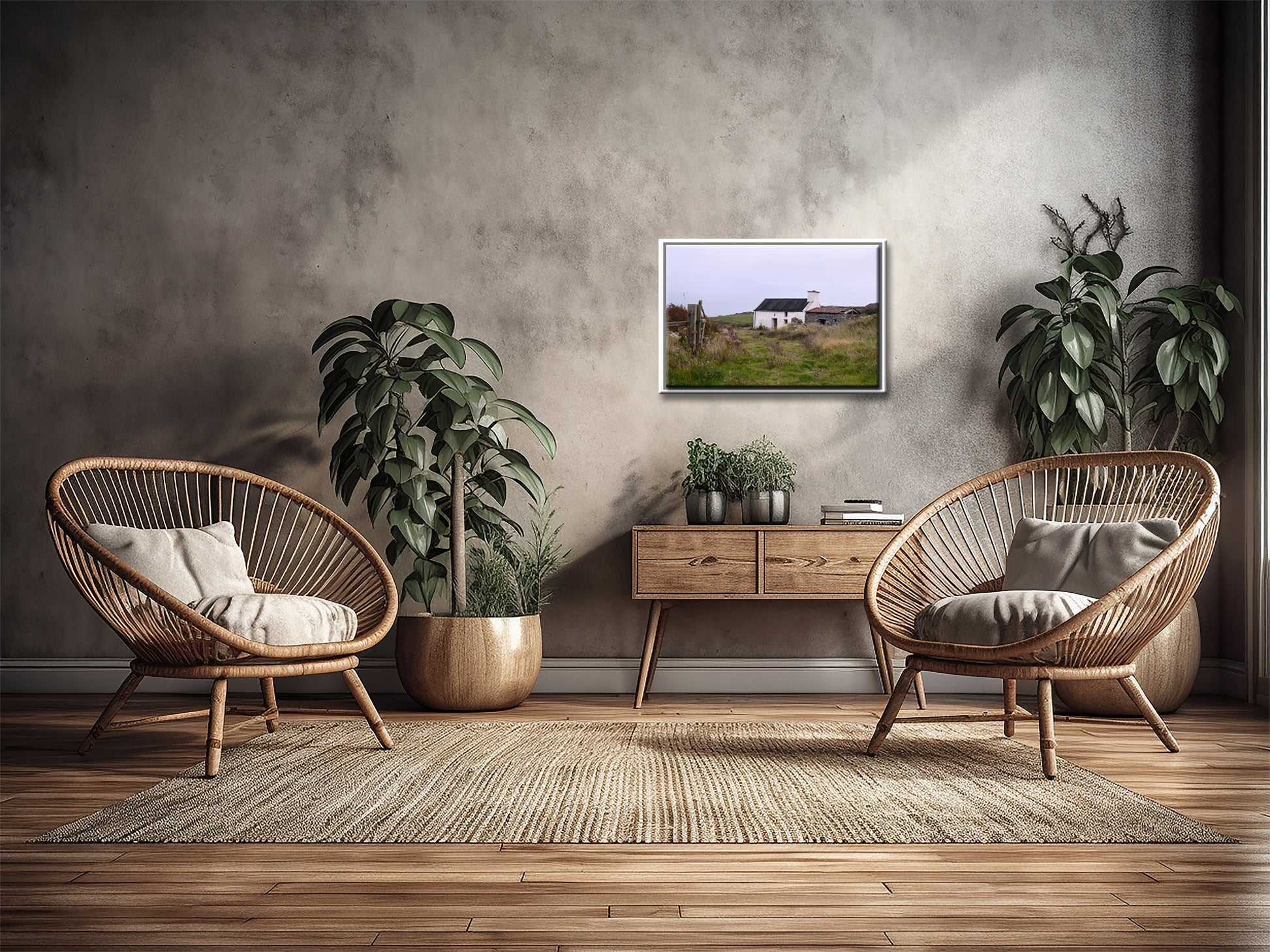 Old, stone, farmhouse in the Irish Countryside. Framed canvas print by Kristen Olivares