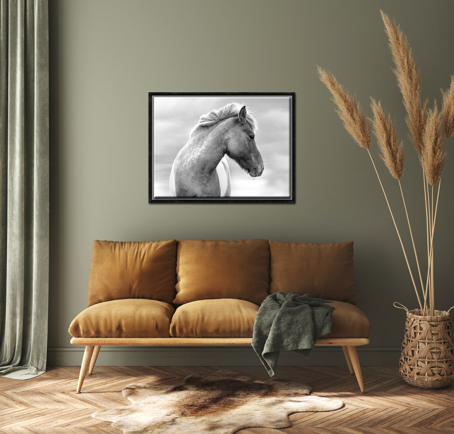 Flaunting Beauty-Fine Art Photography-Wild Icelandic Horse-Iceland-Black and White