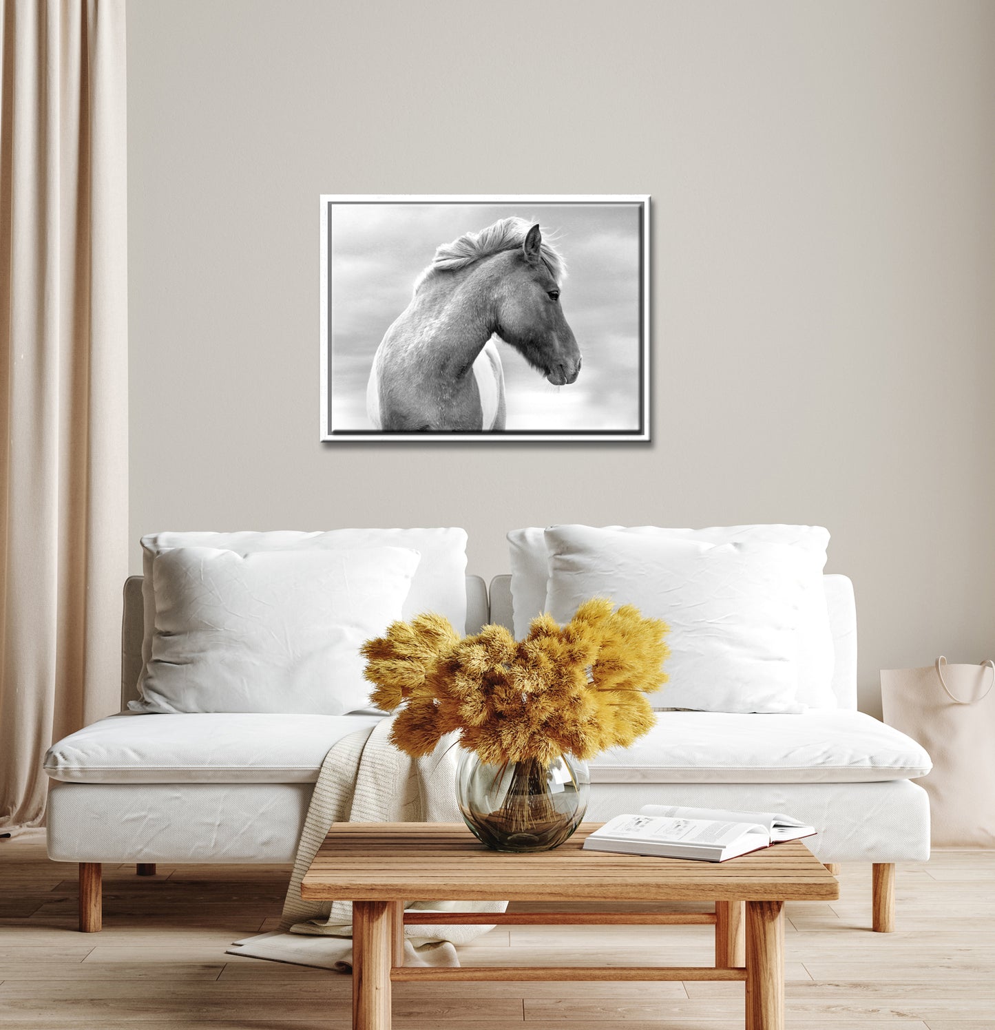 Flaunting Beauty-Fine Art Photography-Wild Icelandic Horse-Iceland-Black and White