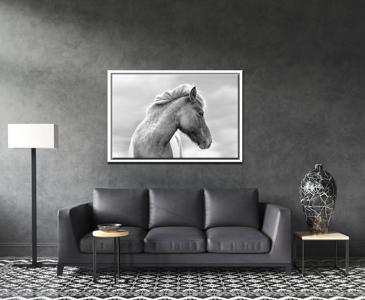 Flaunting Beauty-Fine Art Photography-Wild Icelandic Horse-Iceland-Black and White