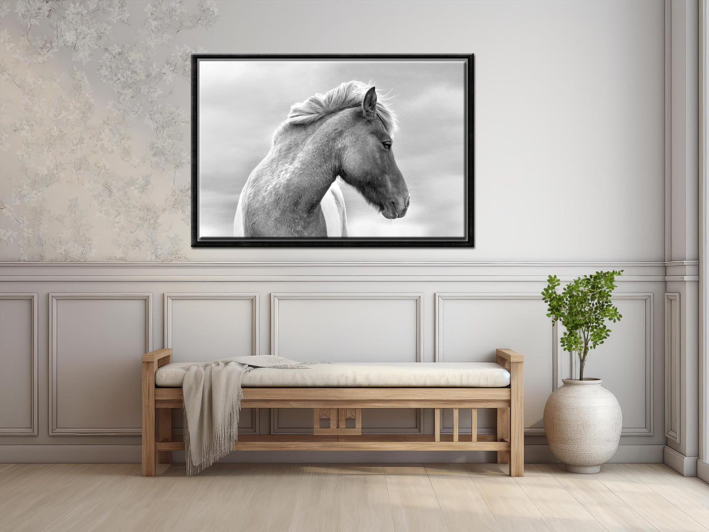 Flaunting Beauty-Fine Art Photography-Wild Icelandic Horse-Iceland-Black and White