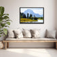 The beautiful Grand Tetons, bluish mountains and golden grass along the river bank. Canvas Wall Art. Framed Fine Art Photography by Kristen Olivares