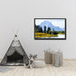 The beautiful Grand Tetons, bluish mountains and golden grass along the river bank. Canvas Wall Art. Framed Fine Art Photography by Kristen Olivares