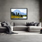 The beautiful Grand Tetons, bluish mountains and golden grass along the river bank. Canvas Wall Art. Framed Fine Art Photography by Kristen Olivares