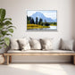 The beautiful Grand Tetons, bluish mountains and golden grass along the river bank. Canvas Wall Art. Framed Fine Art Photography by Kristen Olivares
