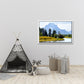 The beautiful Grand Tetons, bluish mountains and golden grass along the river bank. Canvas Wall Art. Framed Fine Art Photography by Kristen Olivares