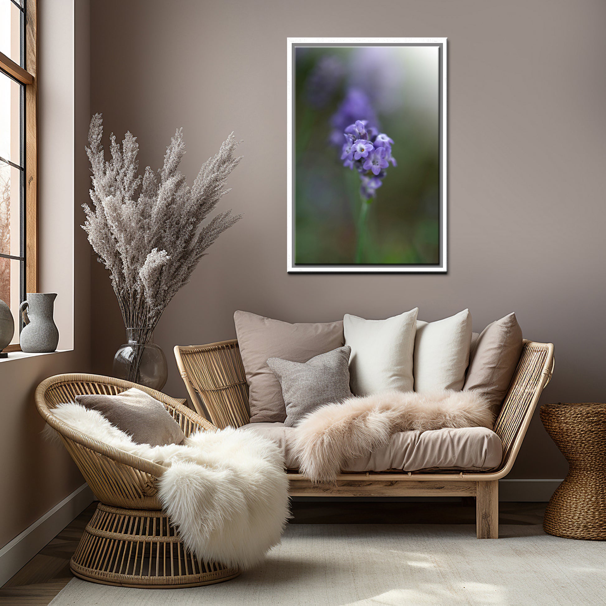 Beautiful purple Heliotrope Flowers.  Fine Art Photography. Framed canvas art by Kristen Olivares