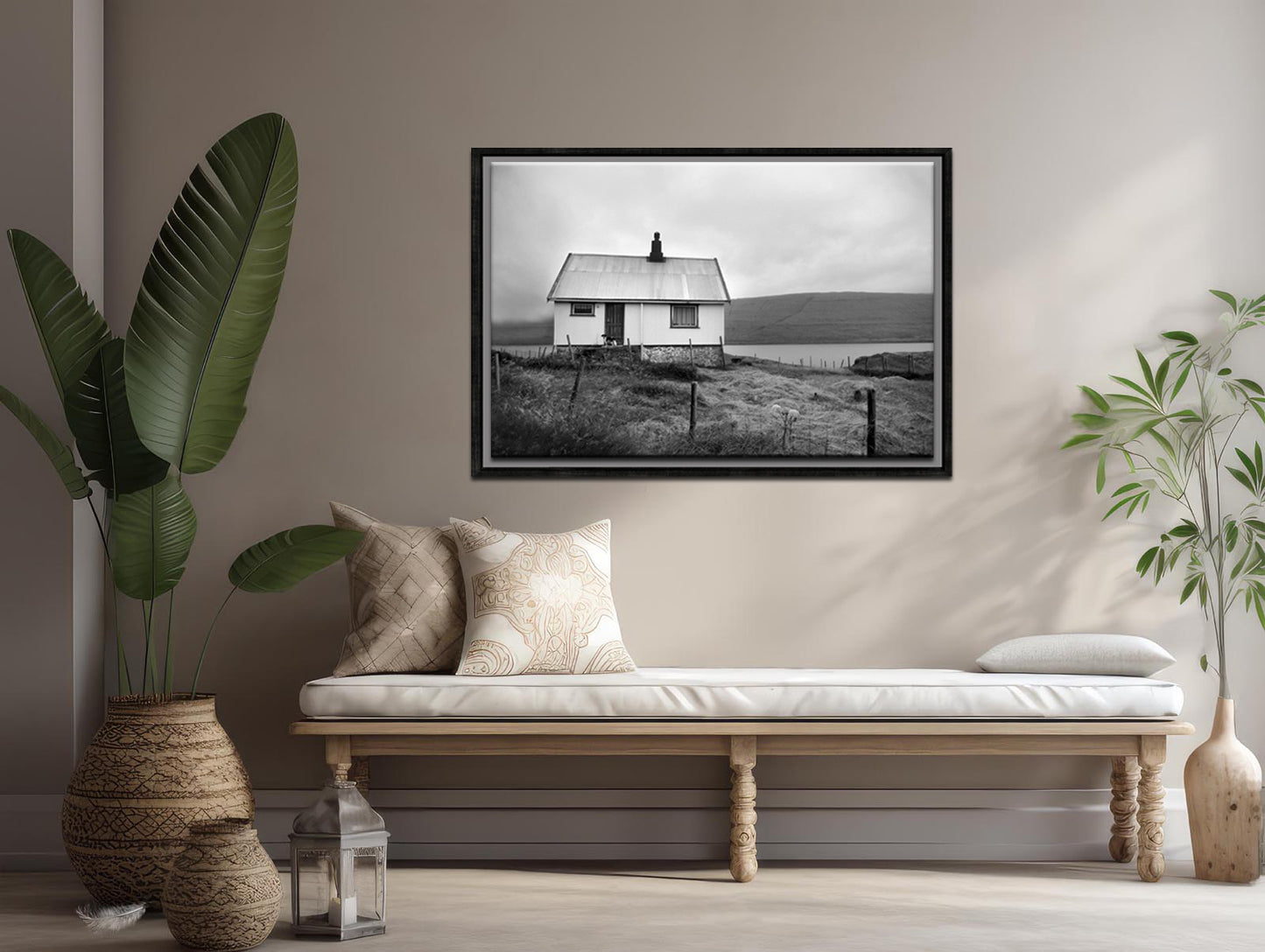 Home Upon the Inlet-Fine Art Photography-Old, Desolate Home in the Faroe Islands-Black and White