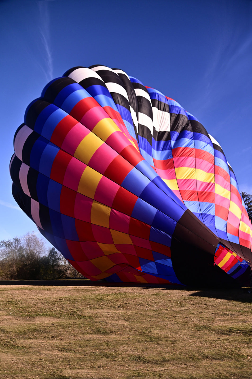 Bright and bold, colorful hotair balloon ready to take off, fine art print on canvas by Kristen Olivares