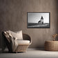 A beautiful church set out in a quiet setting in Iceland. Black and white photo. Framed canvas wall art by Kristen Oliavres