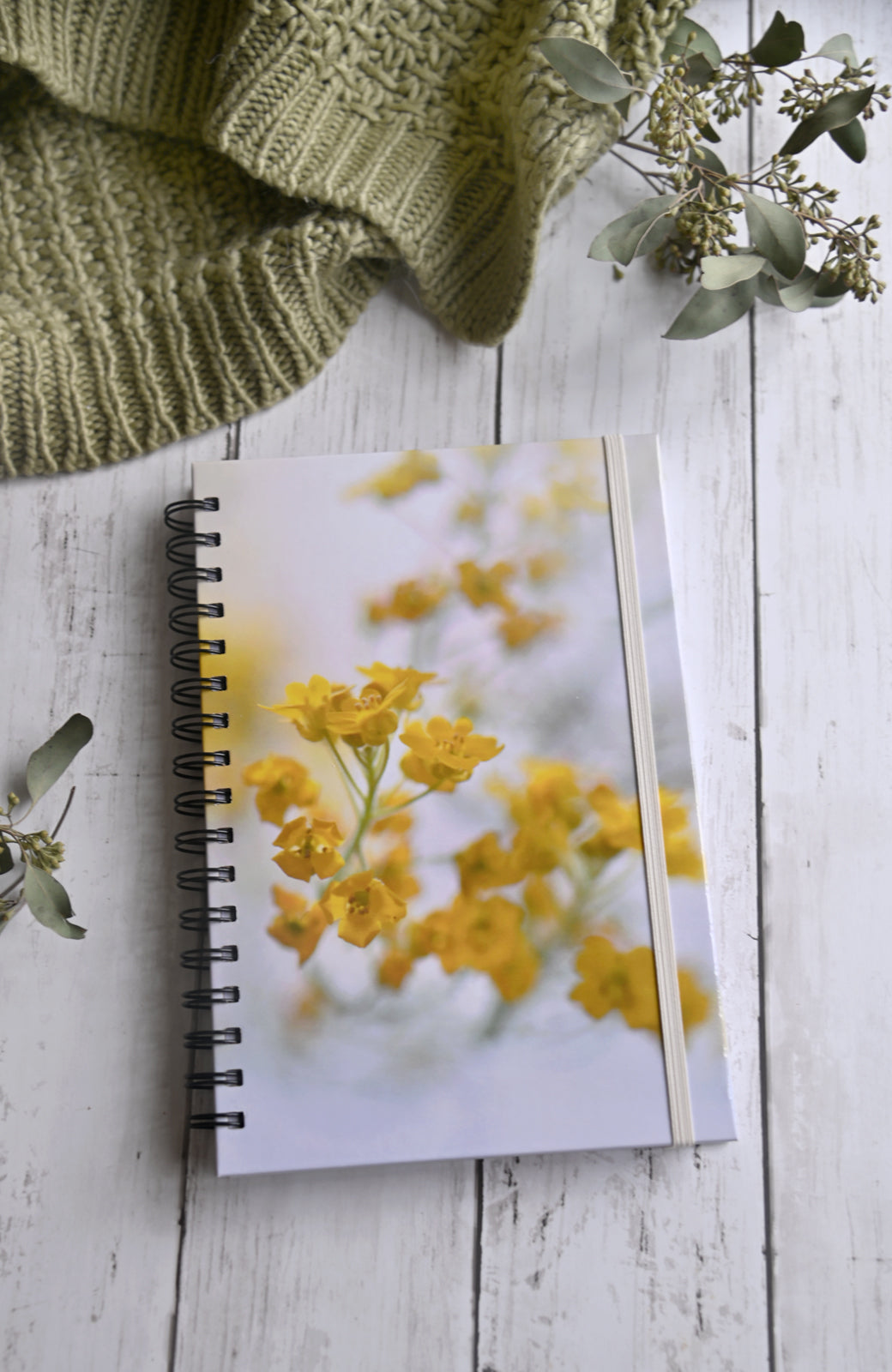 Bright and beautiful photo of yellow Rapeseed flowers. Durable hardcover journal-200 lined pages- photo by Kristen Olivares.