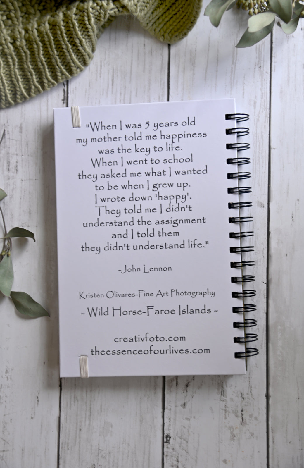Beautiful photo of a white wild horse running through the misty cliffs of the Faroe Islands. Durable hardcover journal-200 lined pages- photo by Kristen Olivares