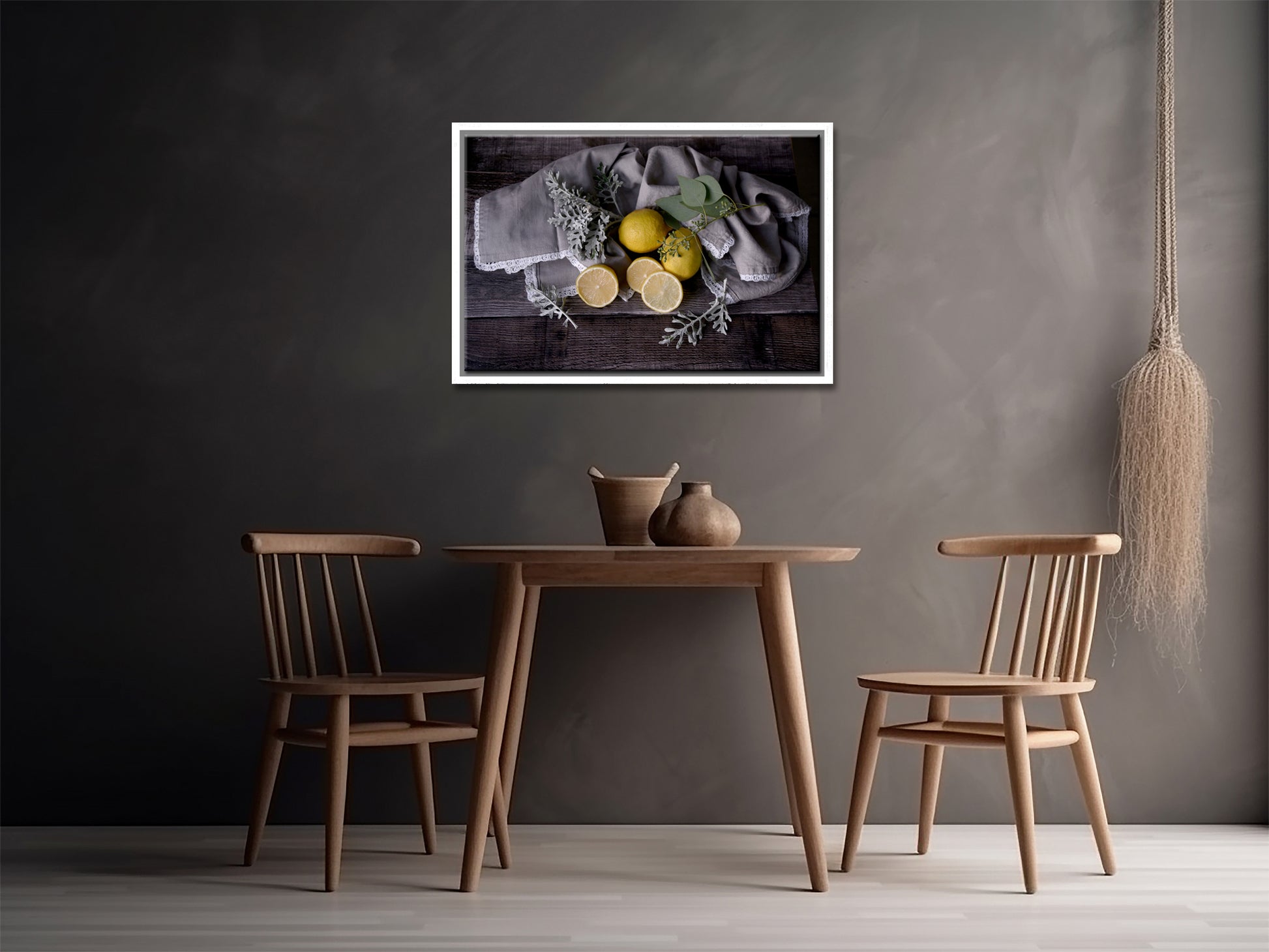 Beautiful lemon still life photography, framed fine art Canvas  by Kristen Olivares