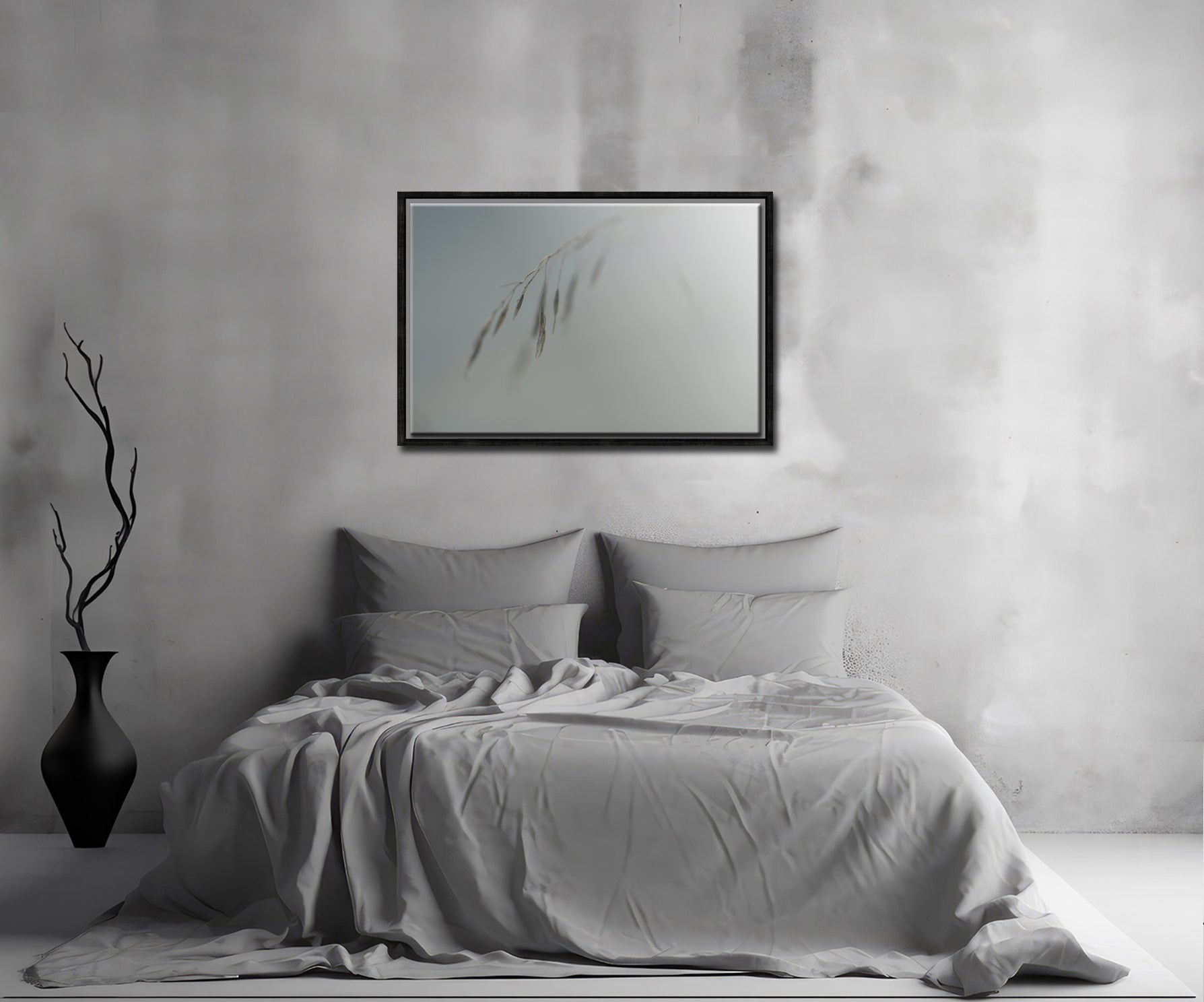 A beautiful framed image of dried grass, grey and silver image, wall art by Kristen Olivares