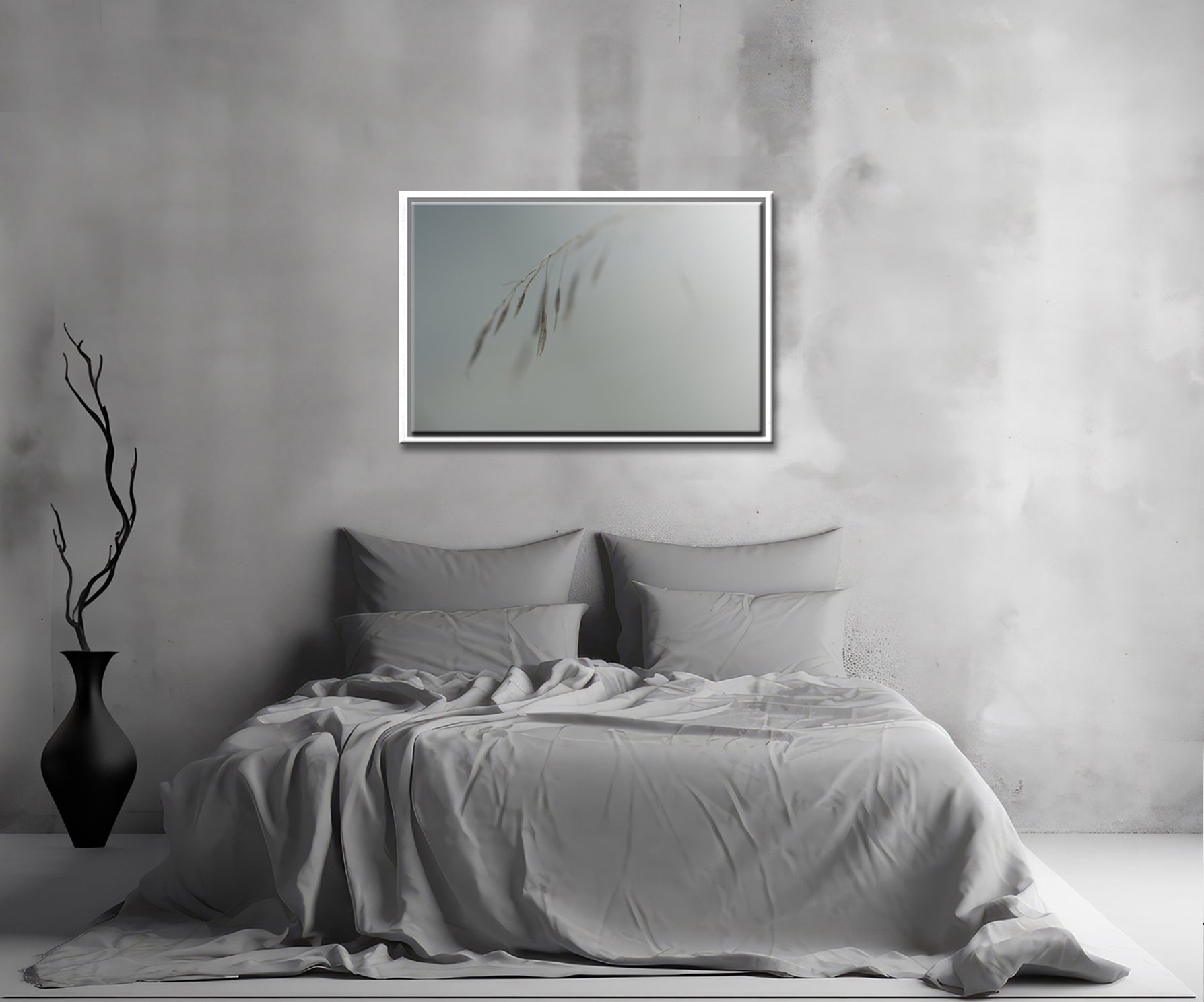 A beautiful framed image of dried grass, grey and silver image, wall art by Kristen Olivares