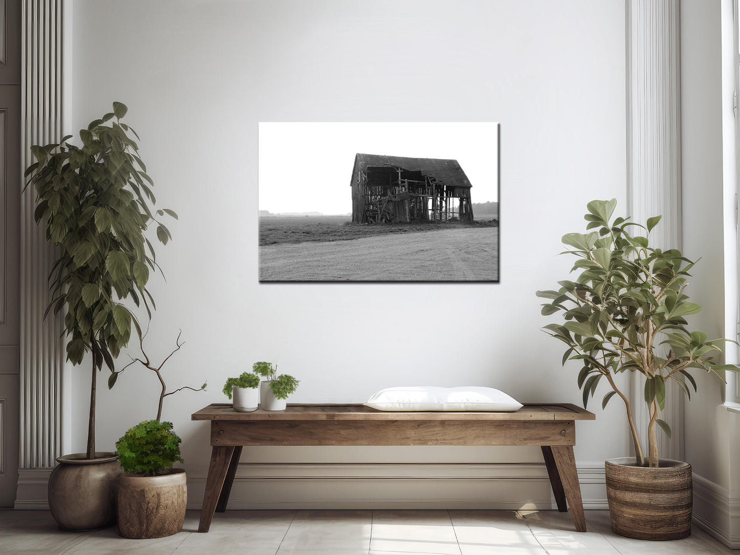 Beautiful old abandoned barn in Michigan. Black and White image.Framed fine art photography by Kristen Olivares.
