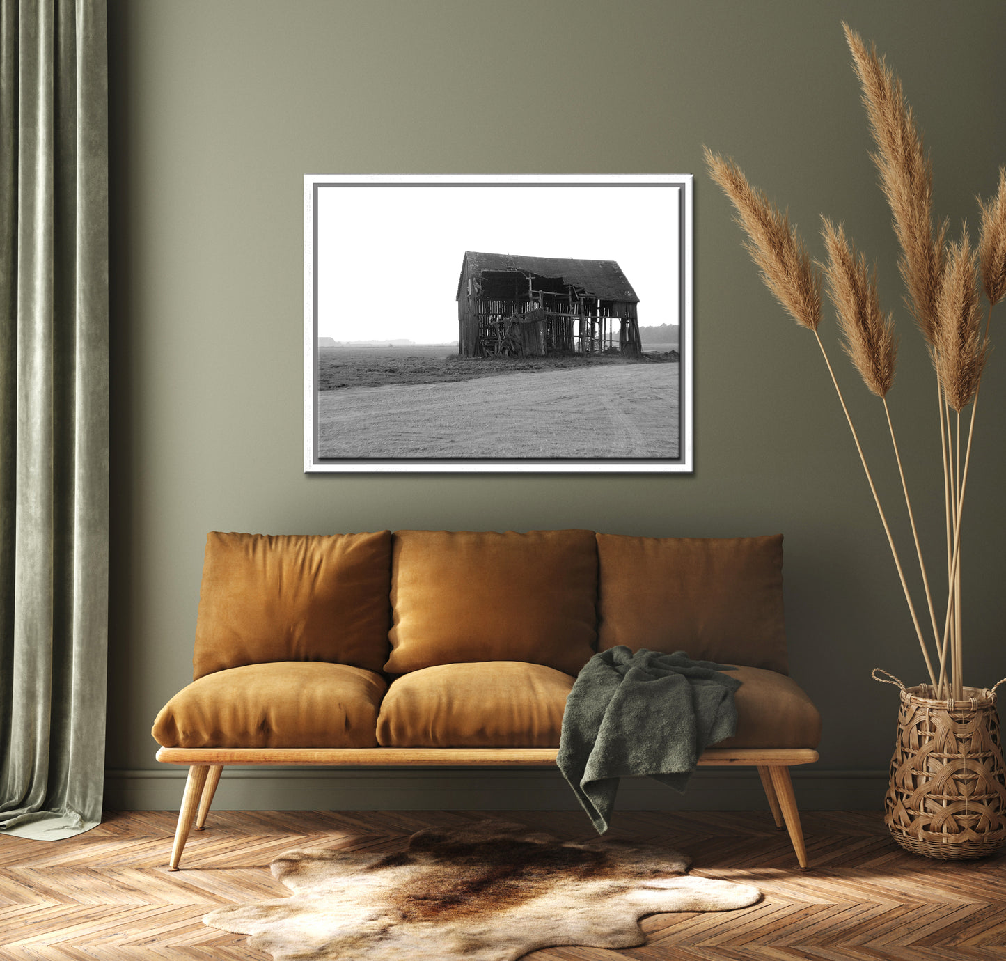 Beautiful old abandoned barn in Michigan. Black and White image.Framed fine art photography by Kristen Olivares.