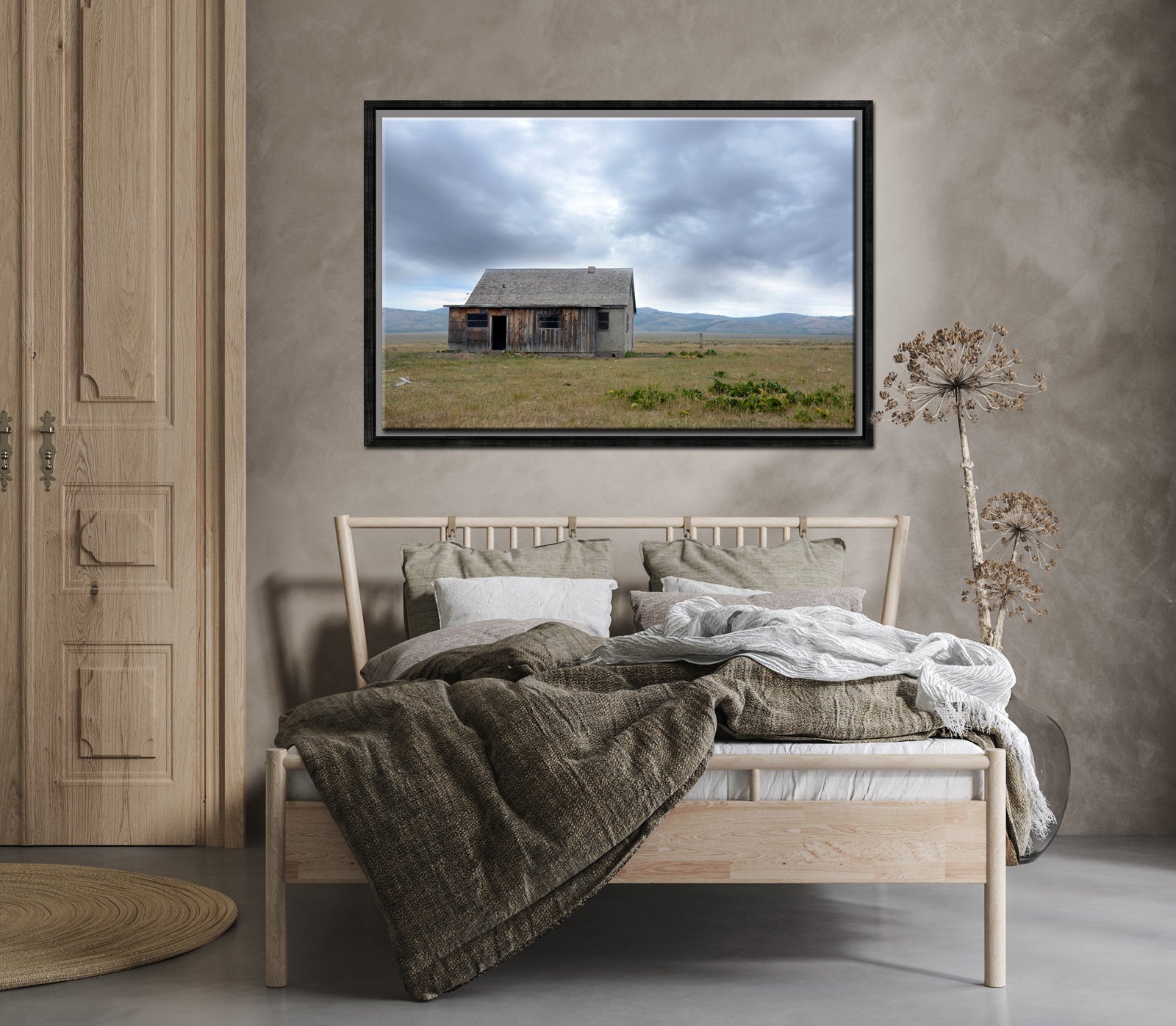 An old barn in the Grand Tetons-John Moulton Barn-Framed Canvas Wall Art-Fine Art Photography by Kristen Olivares.
