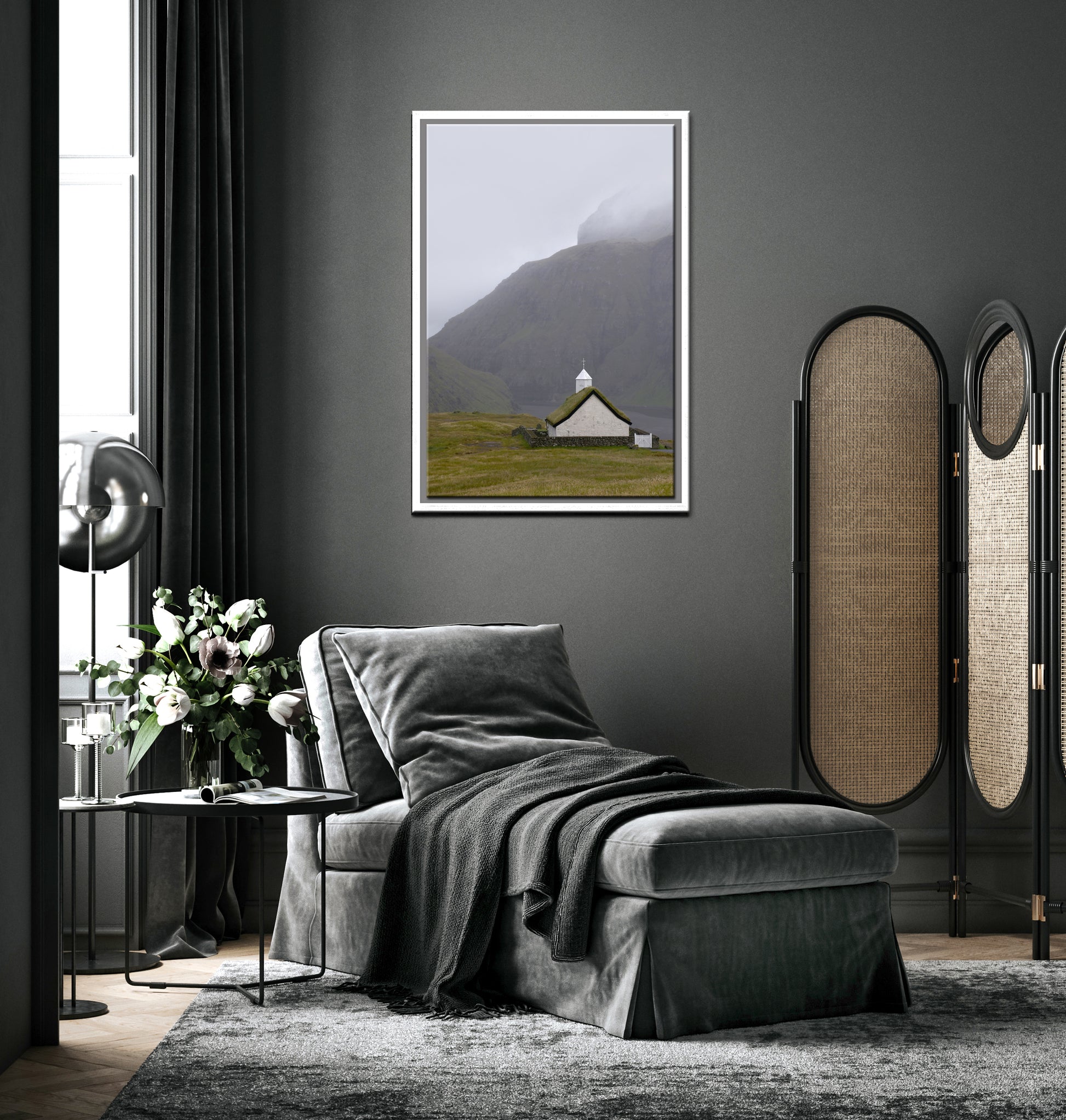 A beautiful little desolate church on the cliff of Saksun Island in the Faroe Islands. Framed fine are photography by Kristen Olivares. 