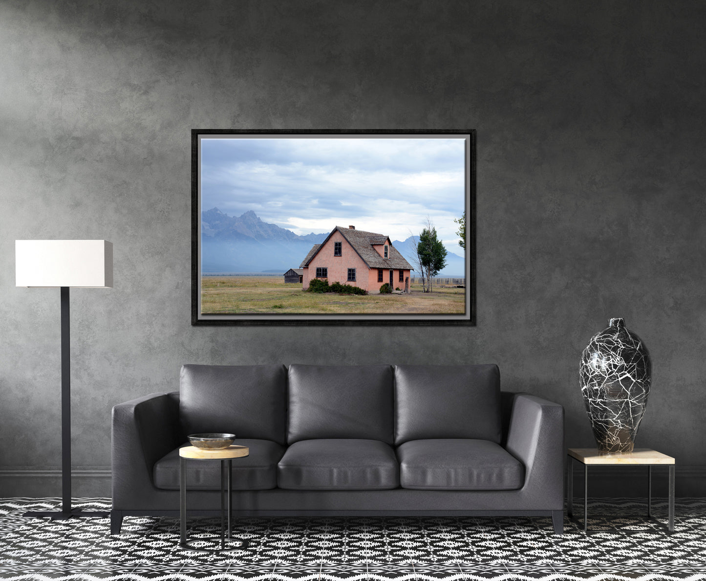 Beautiful old pinkish house in the Grand Tetons upon the John Moulton Barns. Framed Wall Art Fine Art Photography by Kristen Olivares