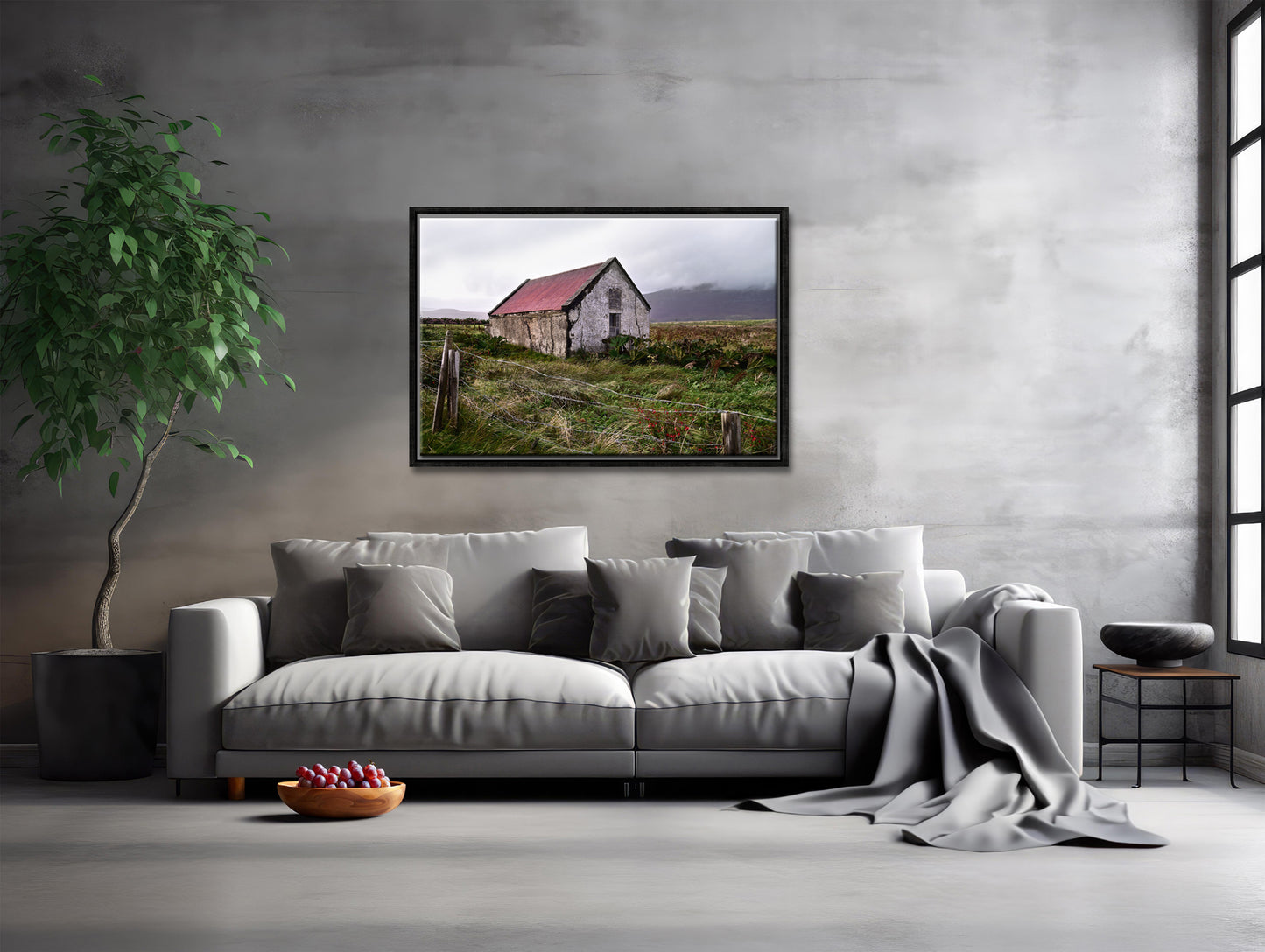 Old stone. abandoned house on Achill Island in Ireland. Framed wall art by Kristen Olivares.