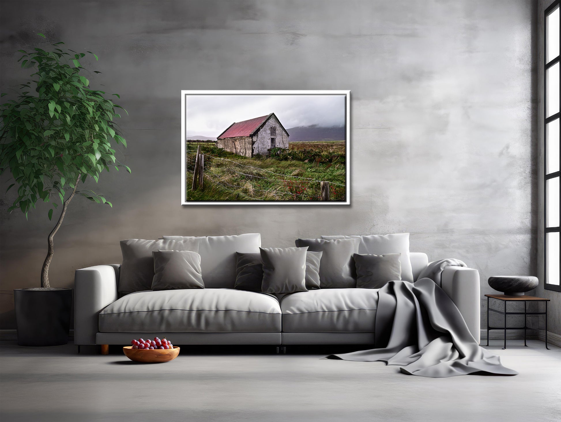 Old stone. abandoned house on Achill Island in Ireland. Framed wall art by Kristen Olivares.