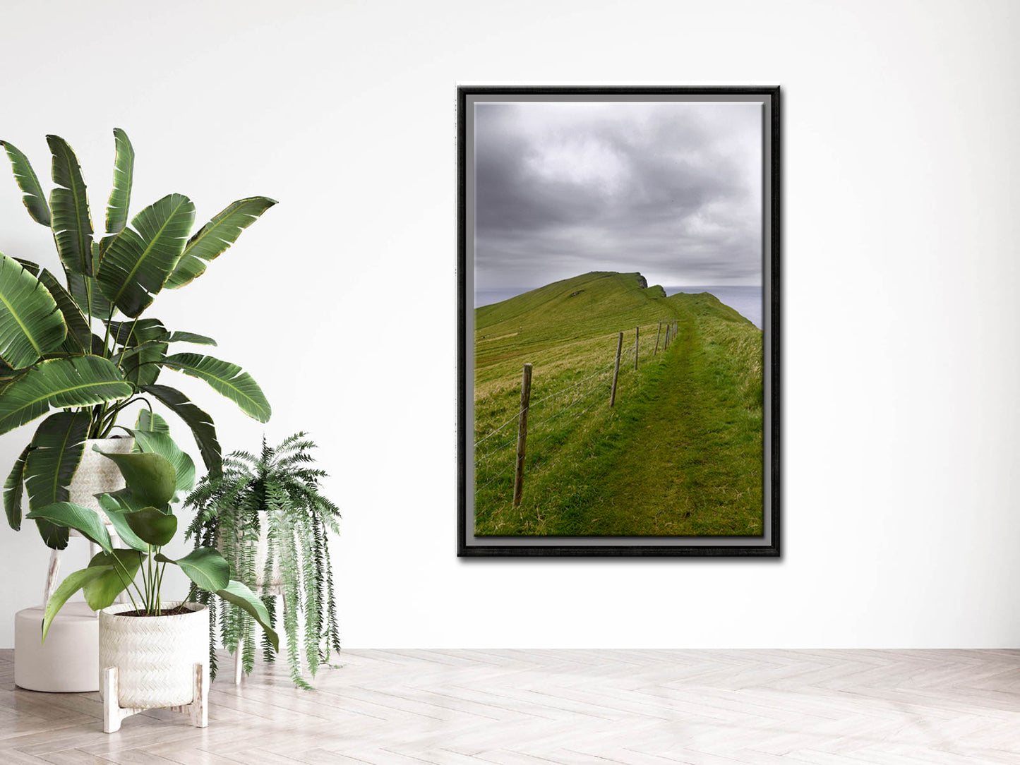 Beautiful image of a path on a cliff in the Faroe Islands. Framed fine art photography by Kristen Olivares.