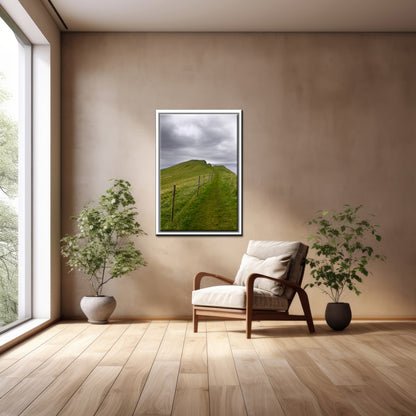 Beautiful image of a path on a cliff in the Faroe Islands. Framed fine art photography by Kristen Olivares.