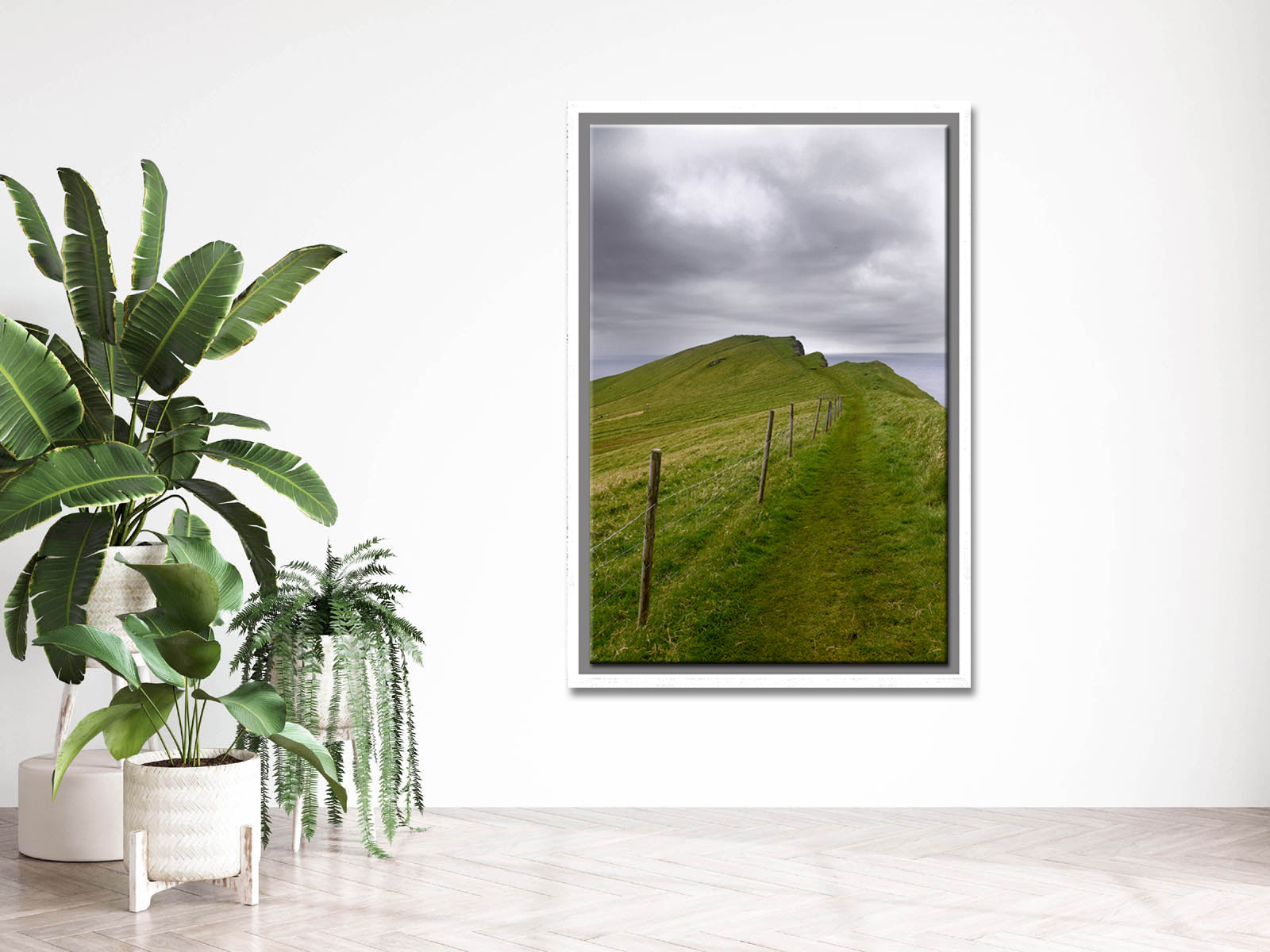 Beautiful image of a path on a cliff in the Faroe Islands. Framed fine art photography by Kristen Olivares.