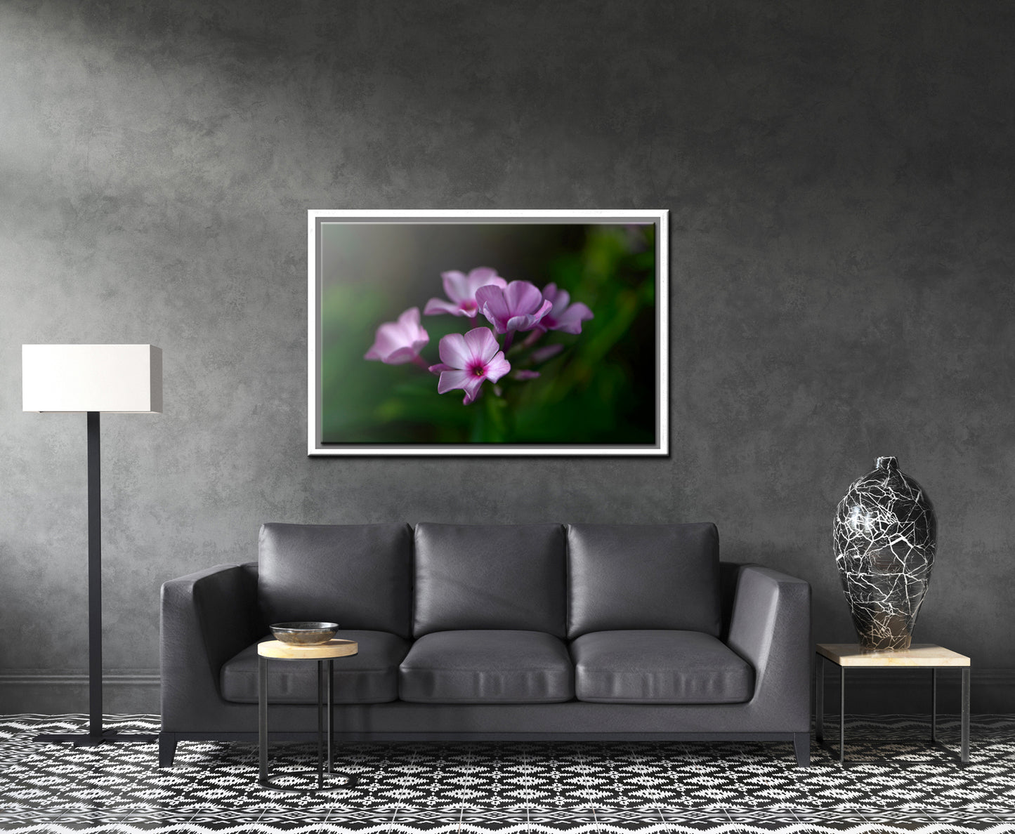 Beautiful pink Phlox flower. Framed fine art photography. Canvas wall art by Kristen Olivares
