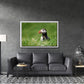 A stunning, colorful puffin in the bright green field of the Faroe Islands. Framed canvas wall art by Kristen Olivares.