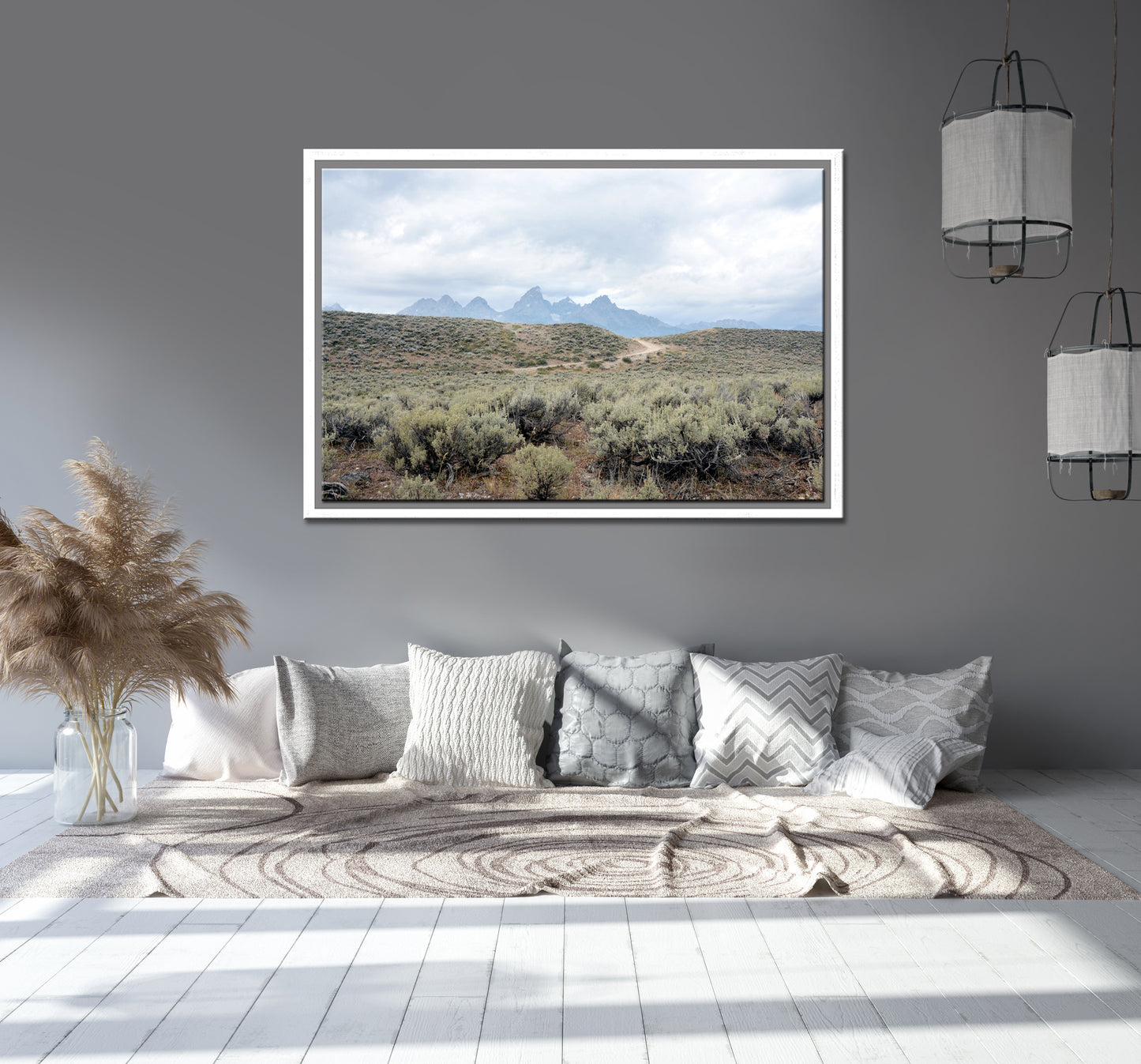A beautiful photo of an old road running through the beautiful lands of the rand Tetons. Framed Canvas Wall Art-Fine Art Photography by Kristen Olivares.