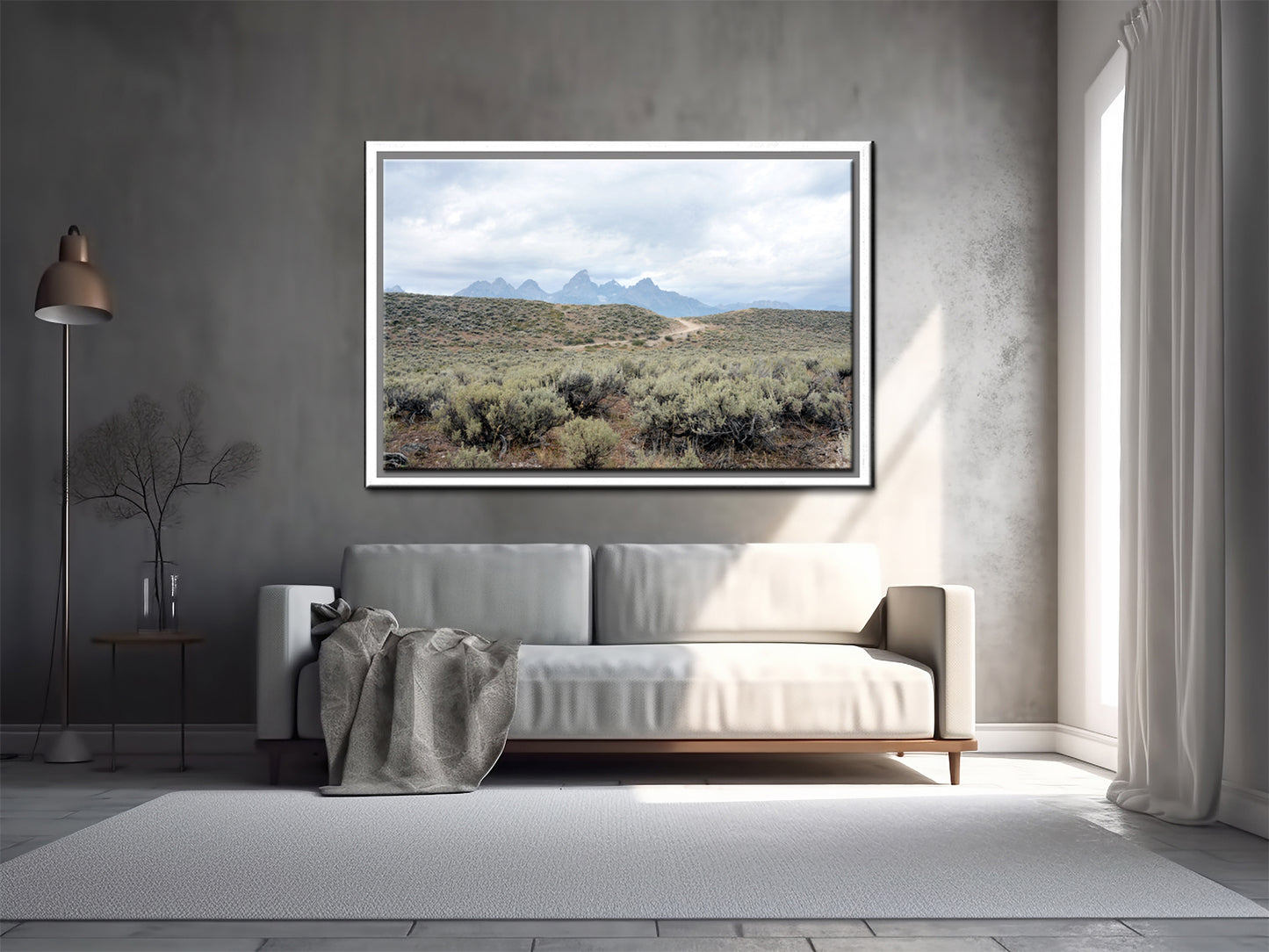 A beautiful photo of an old road running through the beautiful lands of the rand Tetons. Framed Canvas Wall Art-Fine Art Photography by Kristen Olivares