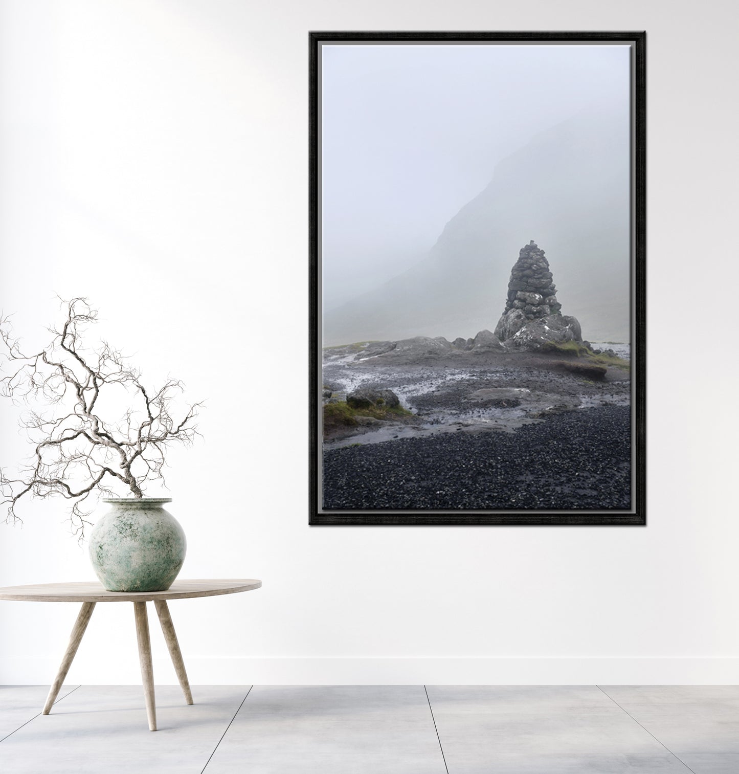 A captivating image of a rock stack on a cliff in the Faroe Islands. Framed fine art photography by Kristen Olivares.