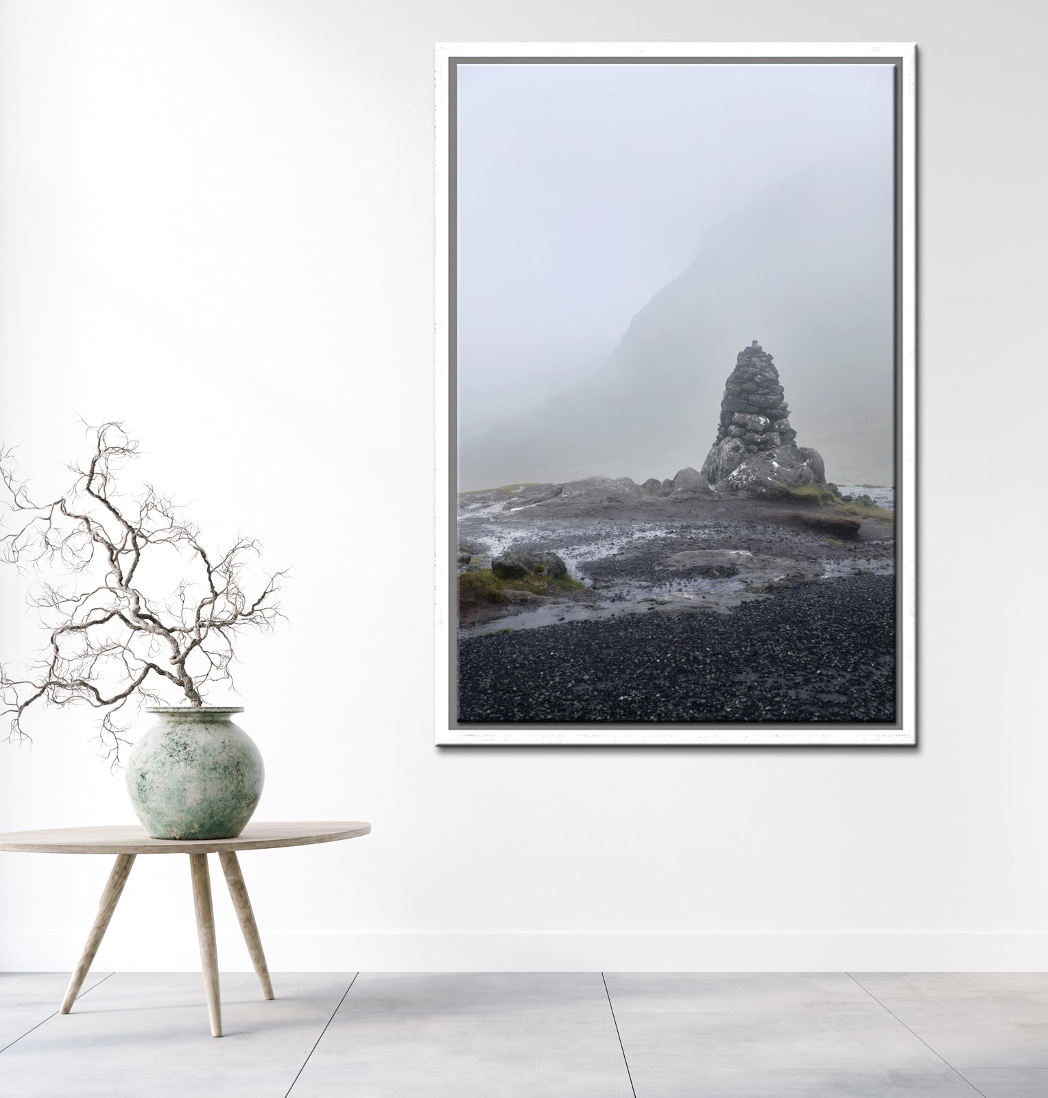 A captivating image of a rock stack on a cliff in the Faroe Islands. Framed fine art photography by Kristen Olivares.