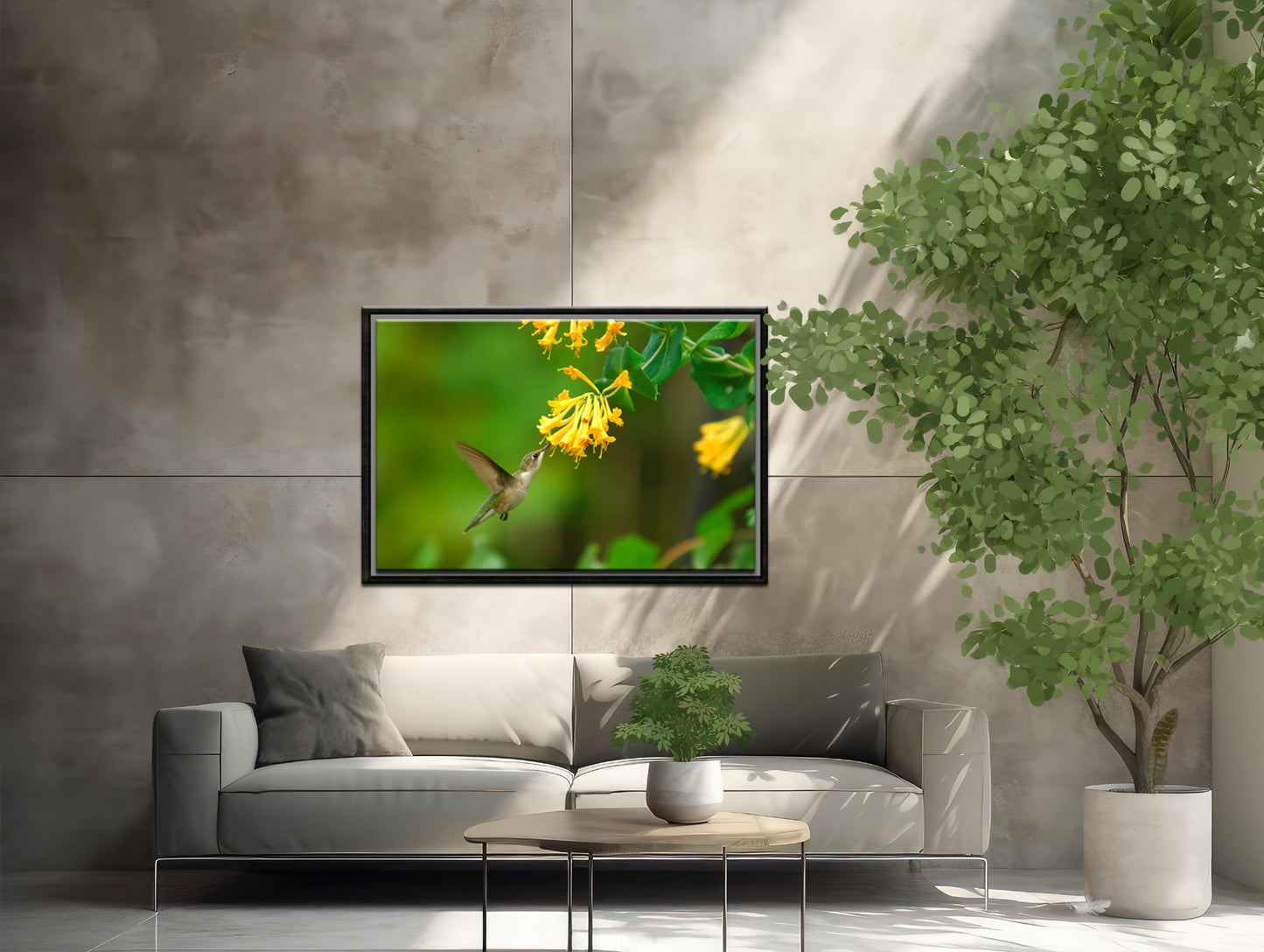 Beautiful Ruby-Throated Hummingbird-Canvas Framed wall art by Kristen Olivares